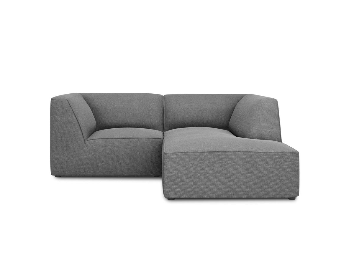 Modulares Ecksofa Siena rechts, 3-Sitzer in Light Beige-Scala Cordstoff, Massivholzrahmen, schwarze Kunststoffbeine, Sitzhöhe 40 cm.