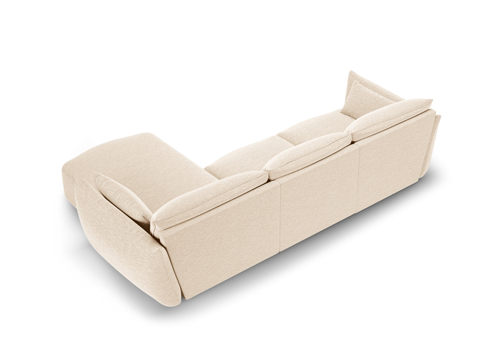 Modernes 5-Sitzer Ecksofa rechts Matera in neutralem Beige, perfekt für gemütliche Wohnzimmer, angeboten von Cosmopolitan Design.