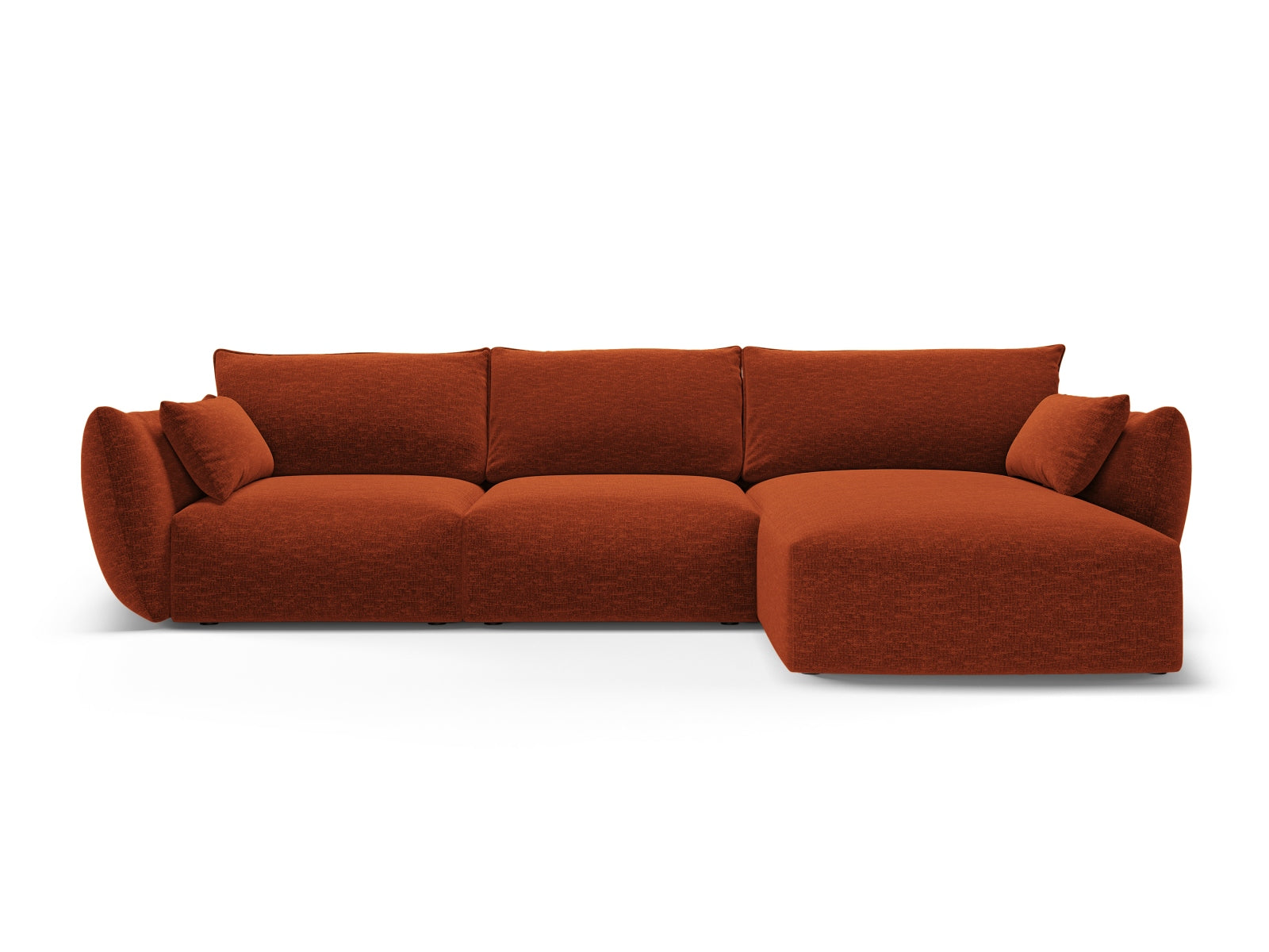 Elegantes 5-Sitzer Ecksofa rechts Matera in warmem Terracotta, ideal für moderne Wohnräume und entspannte Stunden von Cosmopolitan Design.