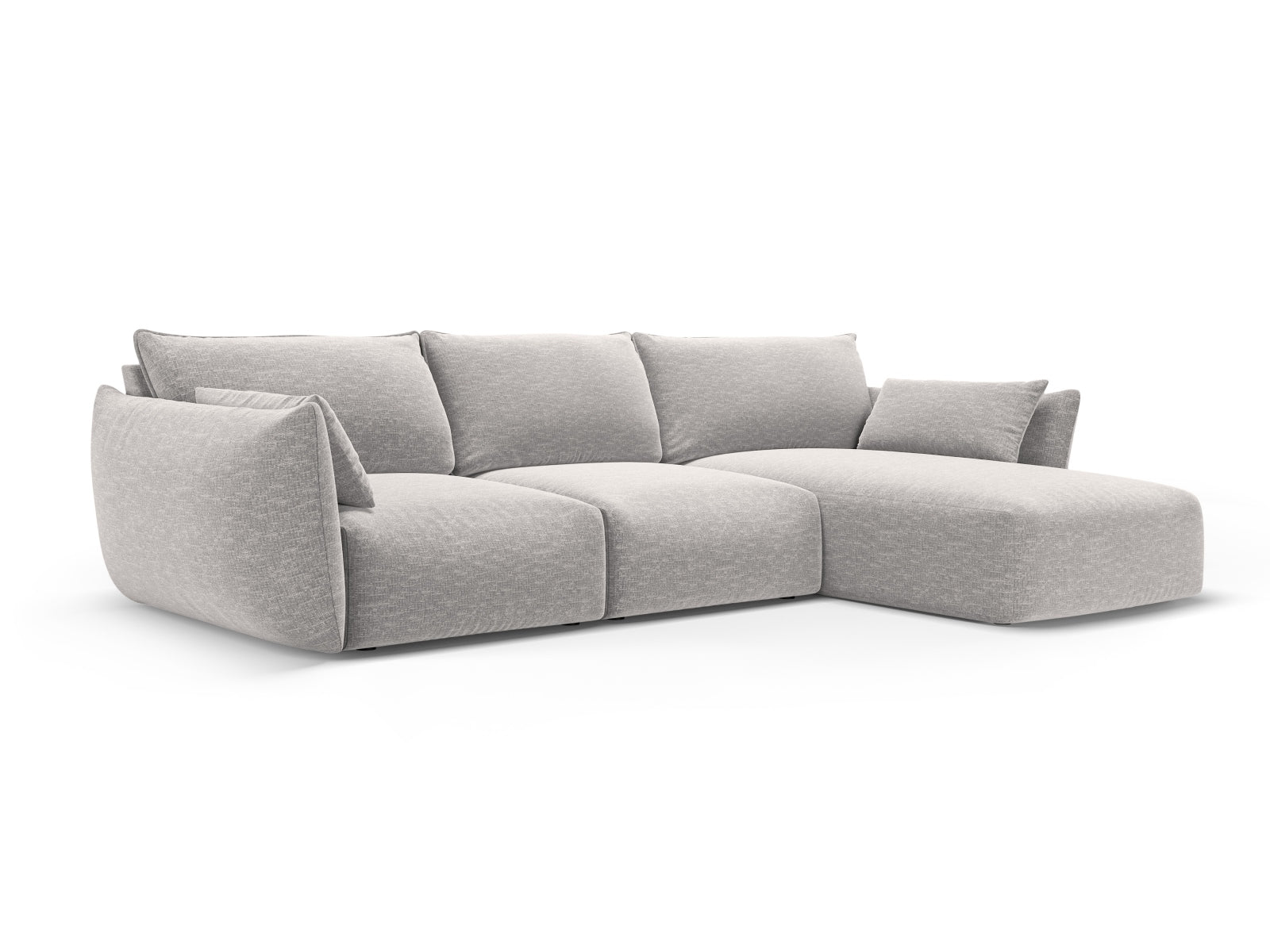 Elegantes 5-Sitzer Ecksofa rechts Matera in zeitlosem Grau, perfekt für entspannte Abende und stilvolle Einrichtung von Cosmopolitan Design.