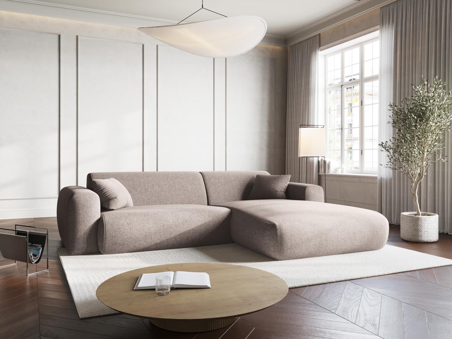 Modernes Nolio Ecksofa in sanftem Beige, 4-Sitzer, 170 cm, ideal für gemütliche Wohnzimmer und stilvolle Einrichtung von Cosmopolitan Design.