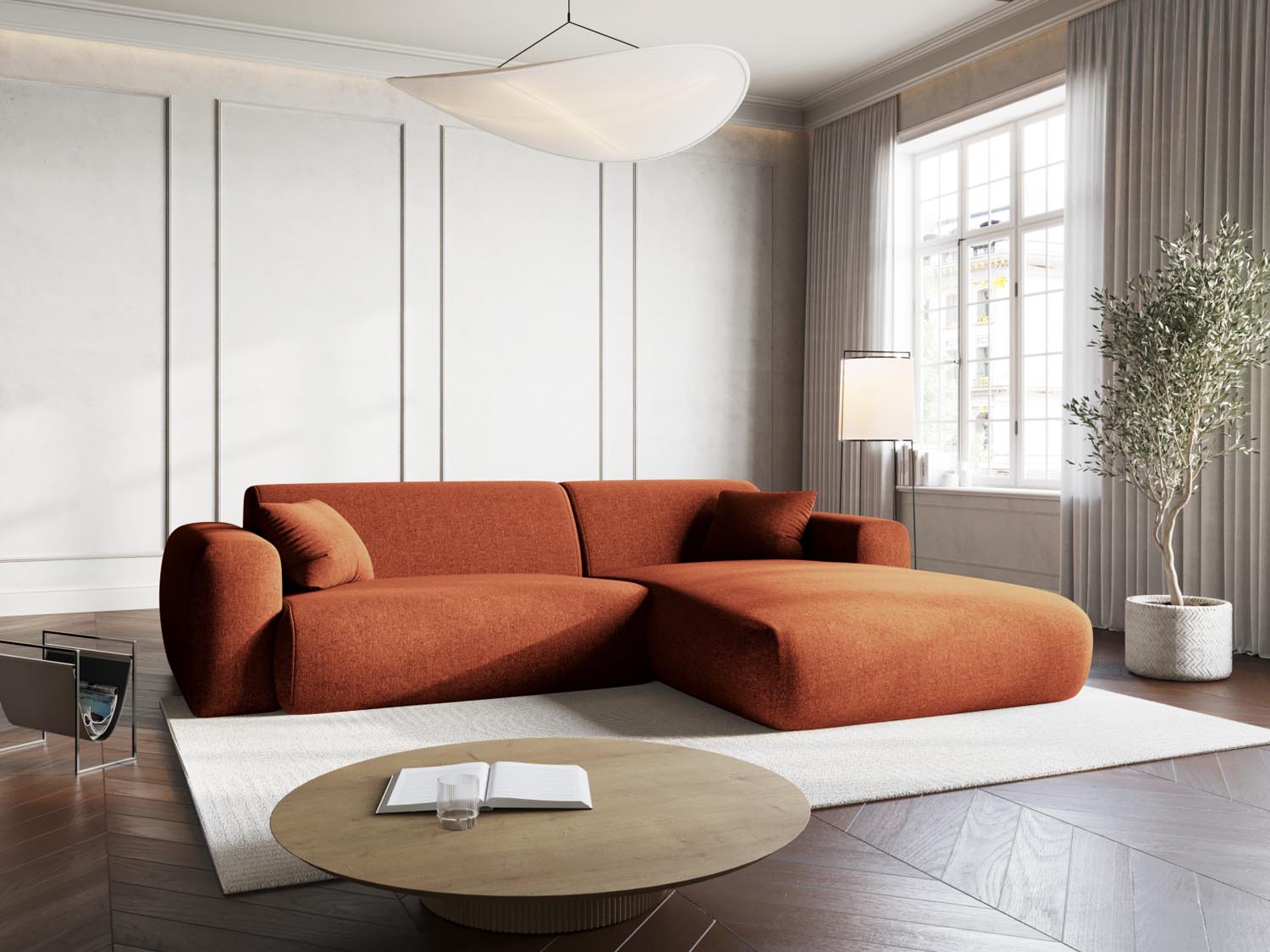 Elegantes Nolio Ecksofa in sanftem Terracotta, 4-Sitzer, 170cm, ideal für gemütliche Wohnzimmer und gesellige Zusammenkünfte von Cosmopolitan Design.