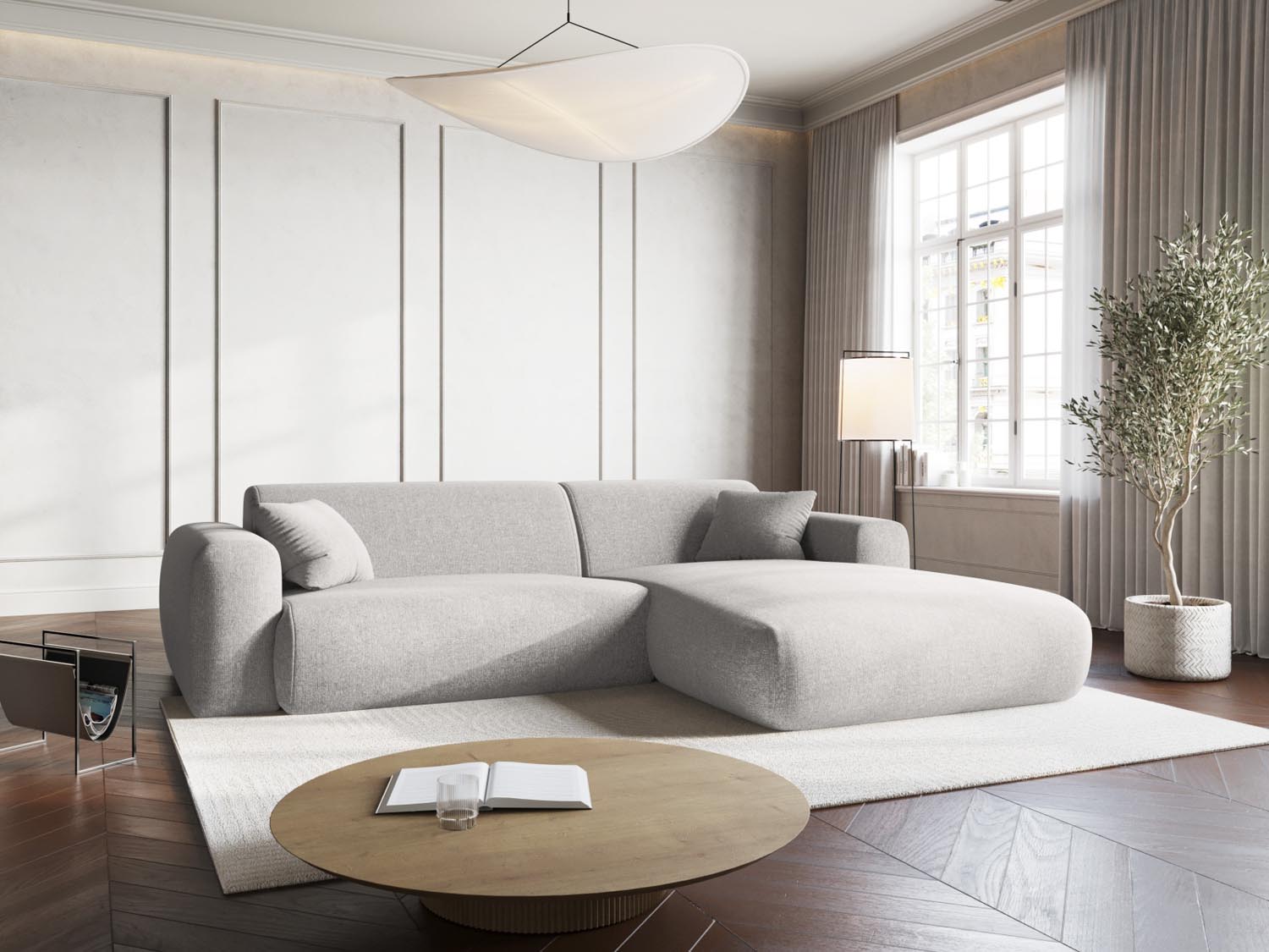 Modernes Nolio Ecksofa in hellem Grau, 4-Sitzer, 170 cm, ideal für gemütliche und stilvolle Wohnbereiche von Cosmopolitan Design.