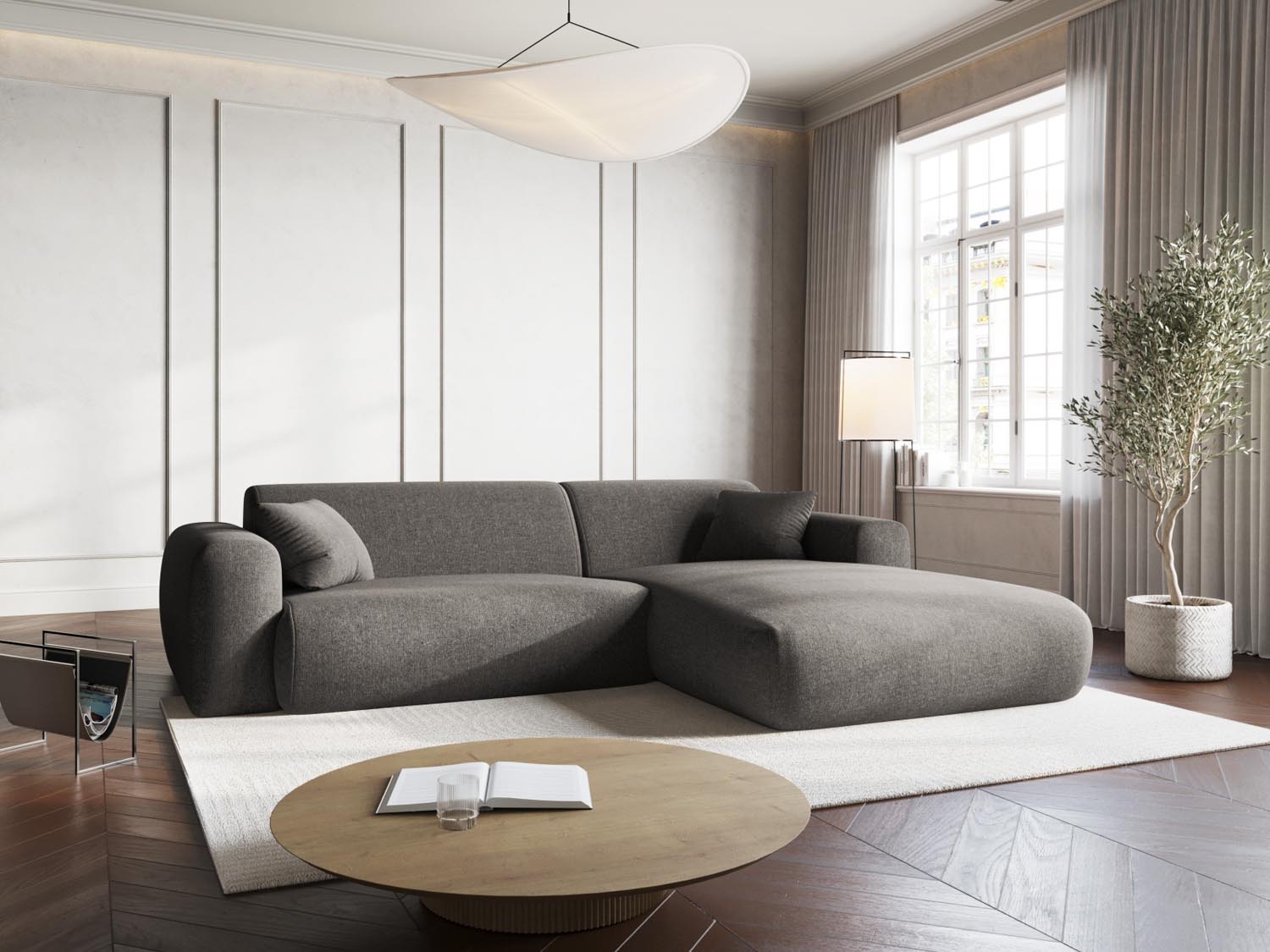 Modernes Nolio Ecksofa rechts, 4-Sitzer, 170 cm in zeitlosem Grau, ideal für gemütliche Abende und stilvolle Einrichtung.