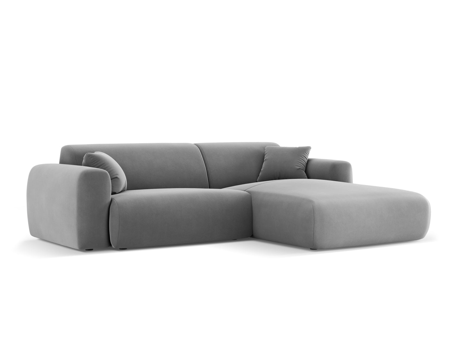 Erleben Sie das elegante Nolio Velour Ecksofa rechts von Cosmopolitan Design. Dieses 4-Sitzer Sofa (170 cm) bietet perfekten Komfort und modernes Flair.