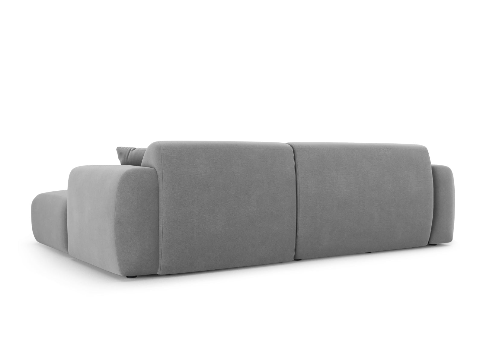 Elegantes Nolio Velour Ecksofa in dezentem Grau, 4-Sitzer, ideal für entspannte Abende und geschmackvolle Wohnräume.