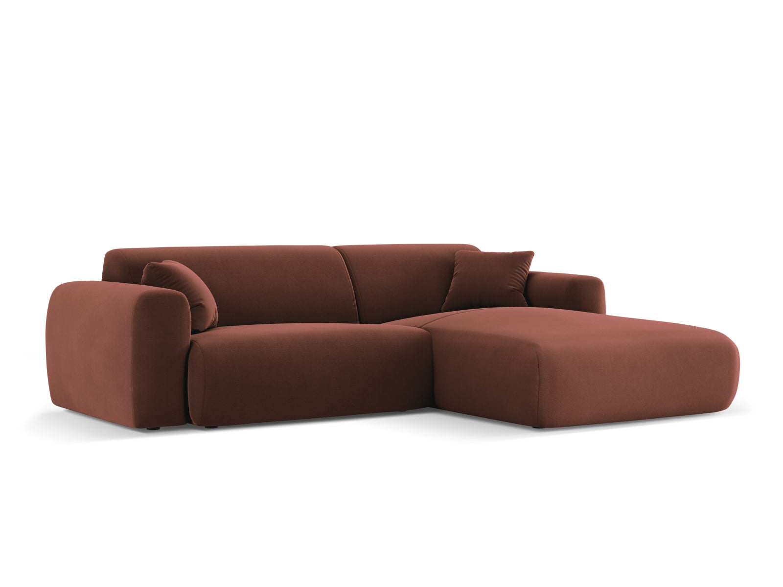 Erleben Sie das elegante Nolio Velour Ecksofa rechts von Cosmopolitan Design. Dieses 4-Sitzer Sofa (170 cm) bietet perfekten Komfort und modernes Flair.