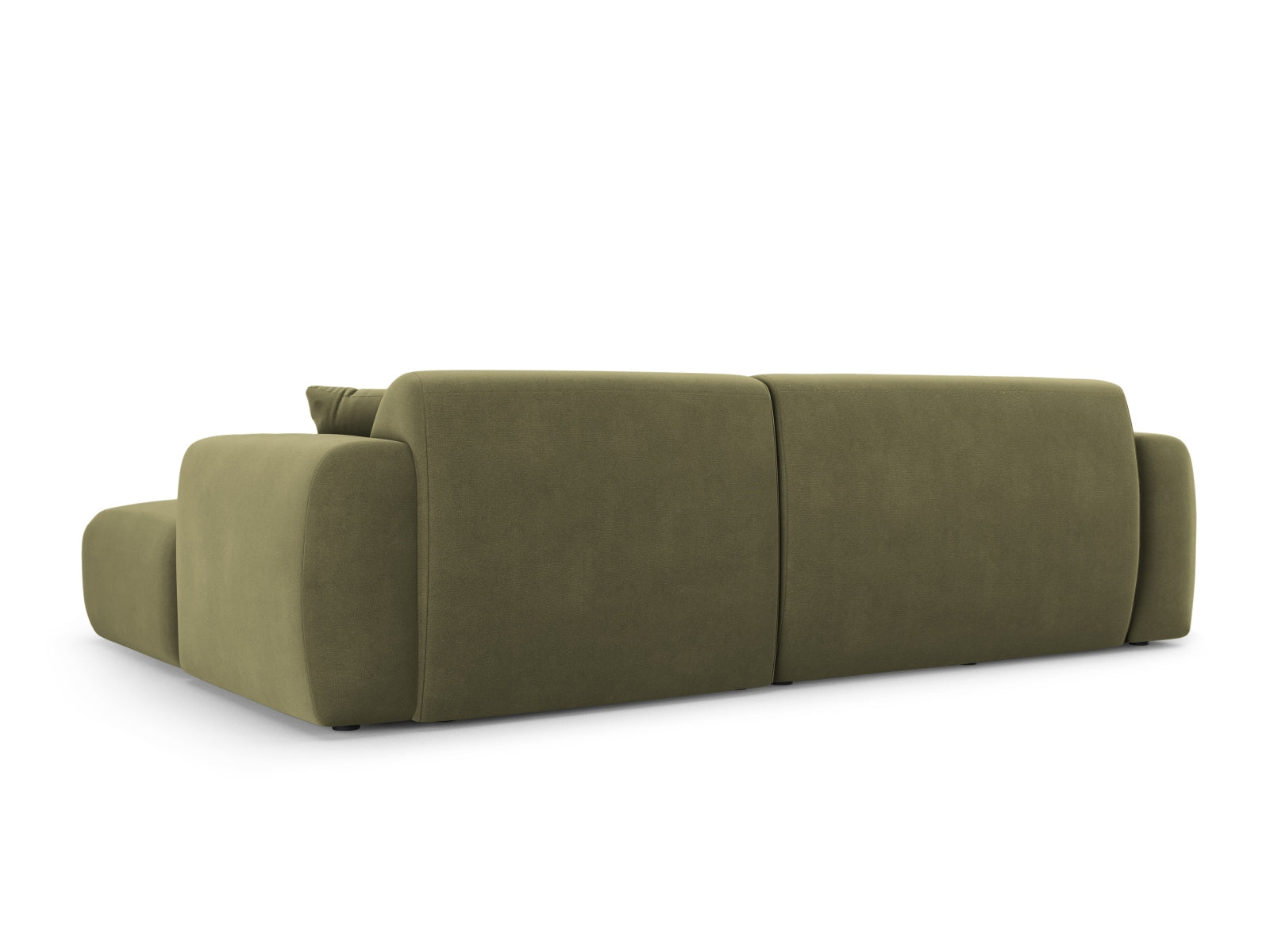 Elegantes Nolio Velour Ecksofa in sanftem Grün, 4-Sitzer mit hochwertiger Polsterung, ideal für moderne und gemütliche Wohnräume.