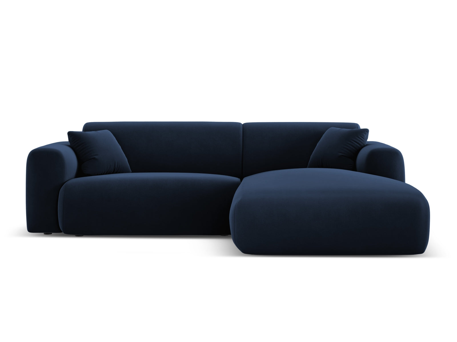 Stilvolles Nolio Velour Ecksofa in Royal Blue, 4-Sitzer, rechtsseitig, perfekt für moderne Wohnräume und gemütliche Abende.
