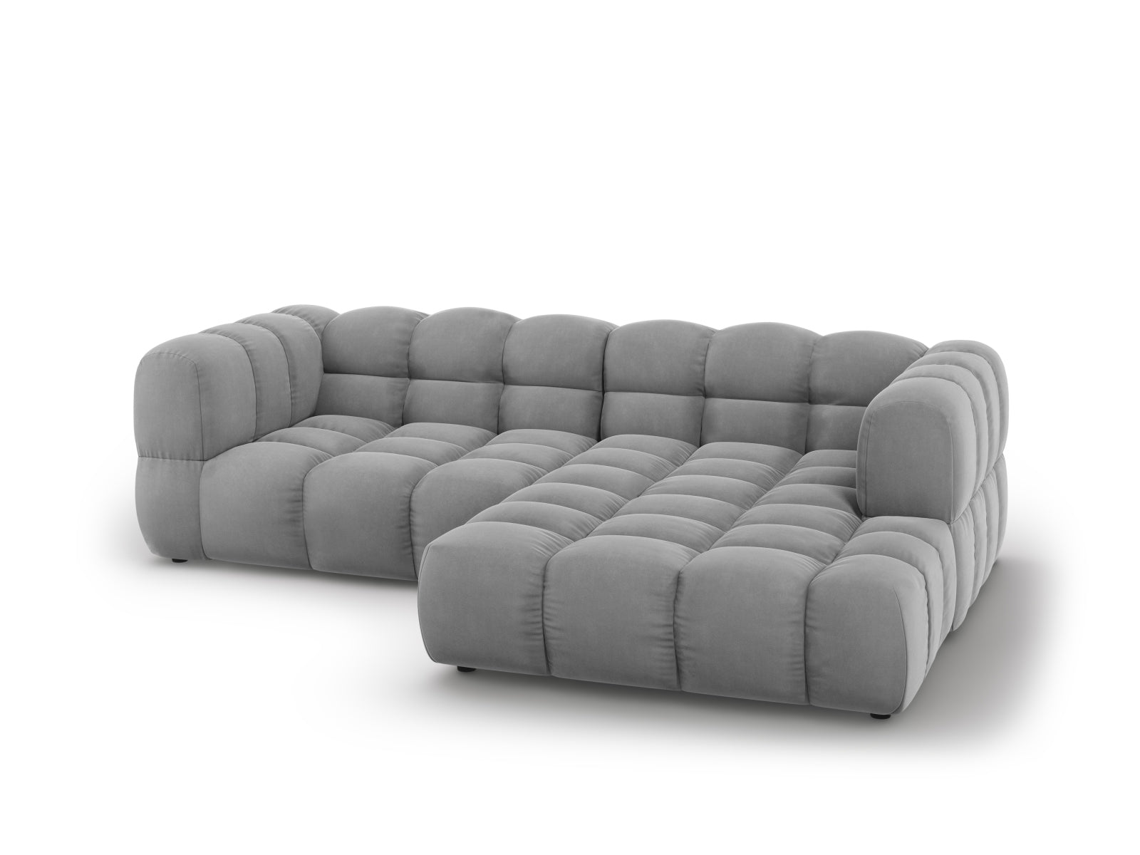 Modulares Ecksofa in Hellgrau aus Sky Velour, 3-Sitzer, rechte Ausführung, perfekt für moderne Wohnkonzepte von Cosmopolitan Design.