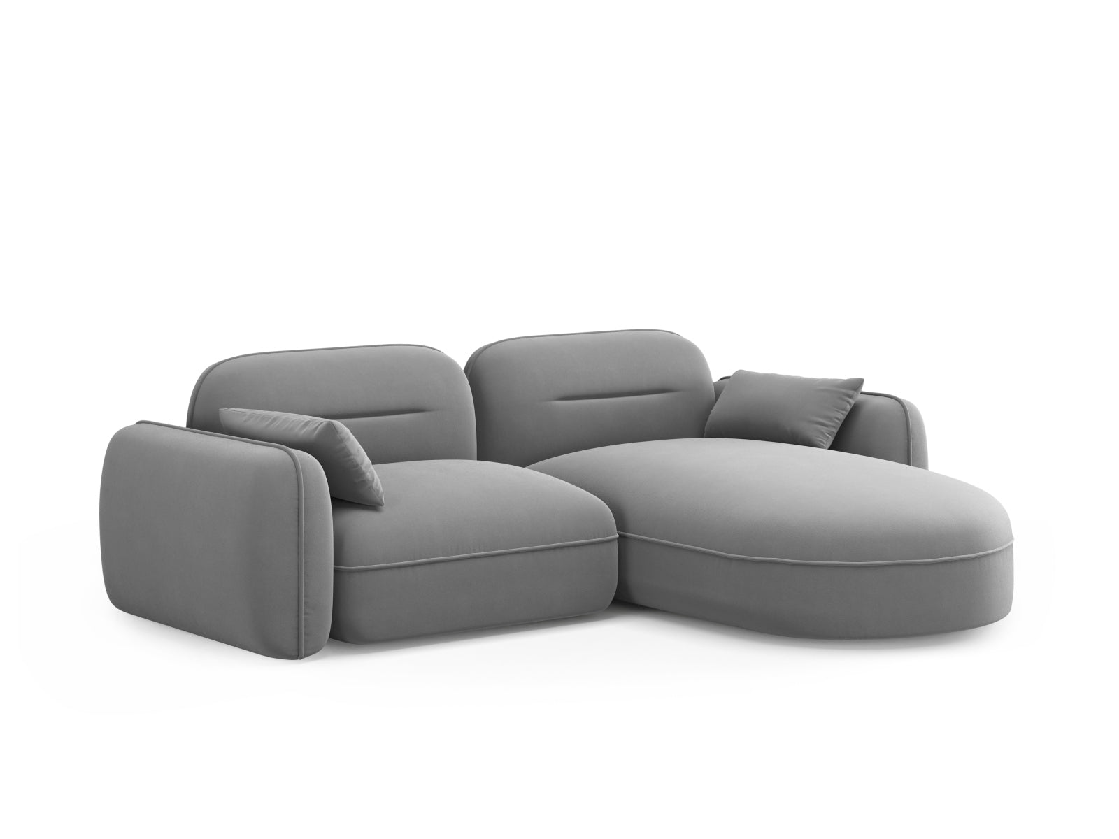 Modulares Ecksofa Sydney in sanftem Grau, perfekt für stilvolle Wohnzimmer, bietet Komfort und modernes Design von Cosmopolitan Design.