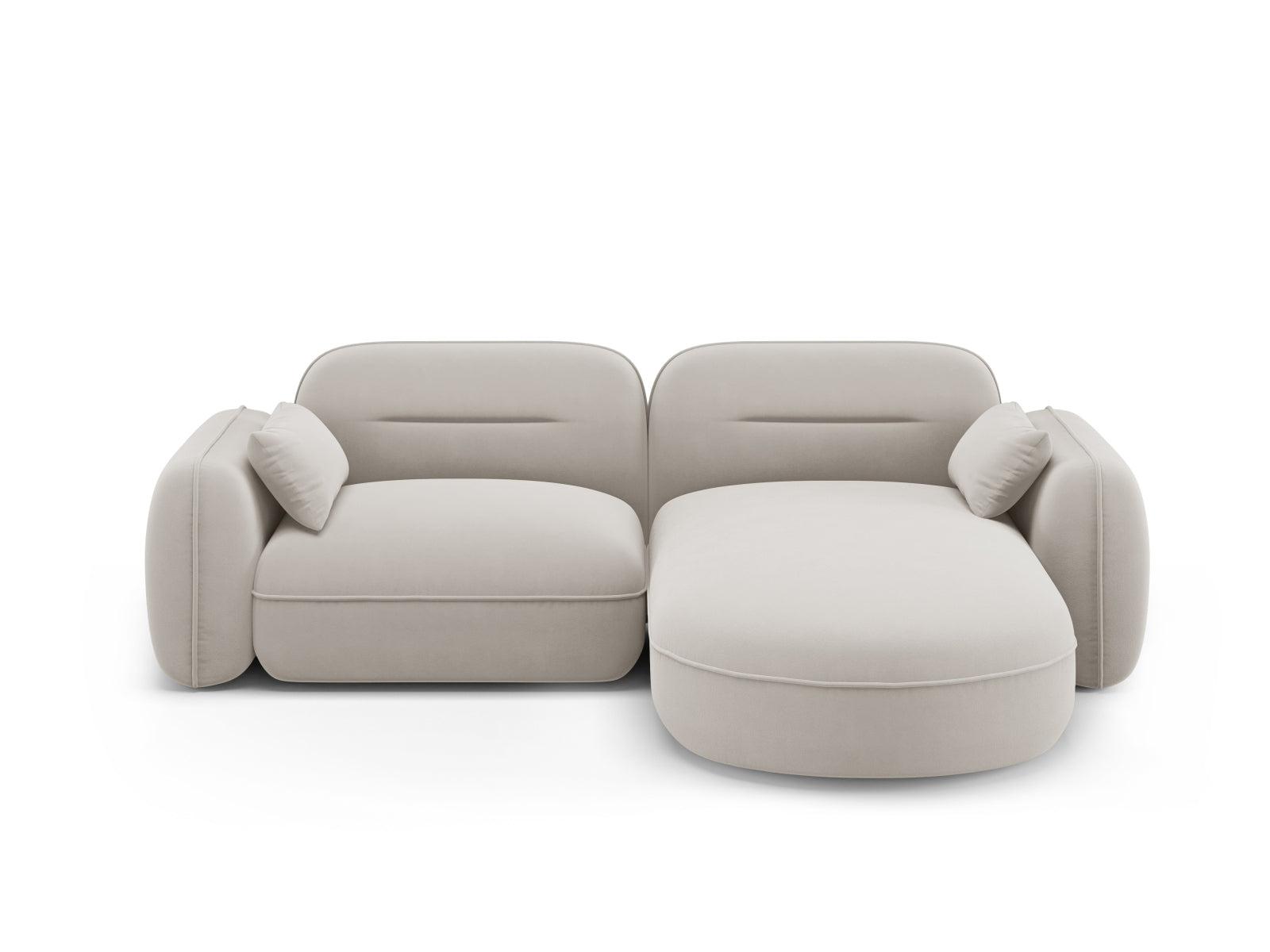 Sydney Velour Modular Ecksofa rechts 3 Sitzer in Light Beige präsentiert im Onlineshop von KAQTU Design AG. Ecksofa rechts ist von Cosmopolitan Design