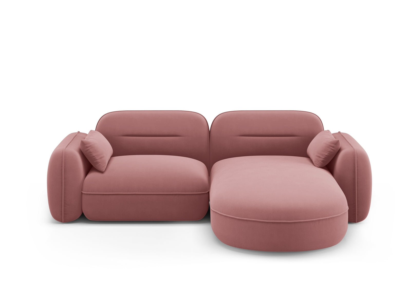 Sydney Velour Modular Ecksofa rechts 3 Sitzer in Flamingo-Casino präsentiert im Onlineshop von KAQTU Design AG. L-Sofa rechts ist von Cosmopolitan Design