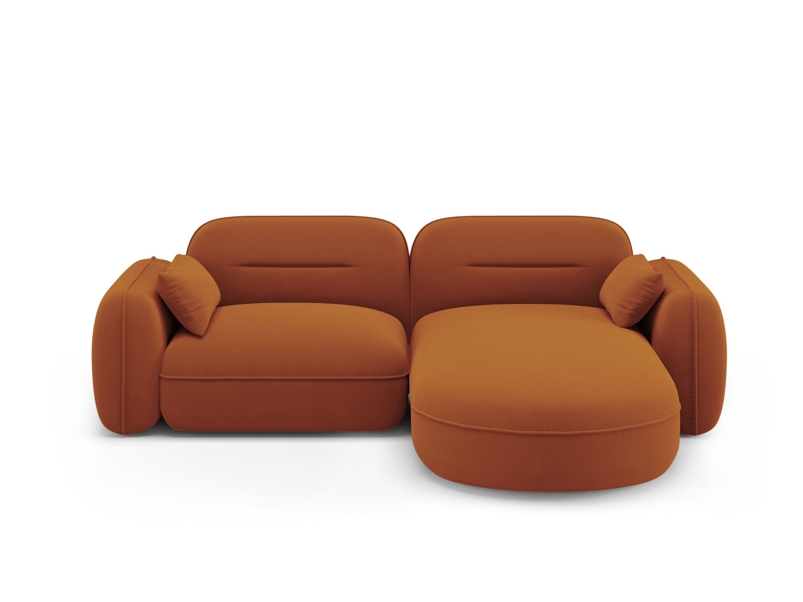 Sydney Velour Modular Ecksofa rechts 3 Sitzer in Terracotta-Casino präsentiert im Onlineshop von KAQTU Design AG. L-Sofa rechts ist von Cosmopolitan Design