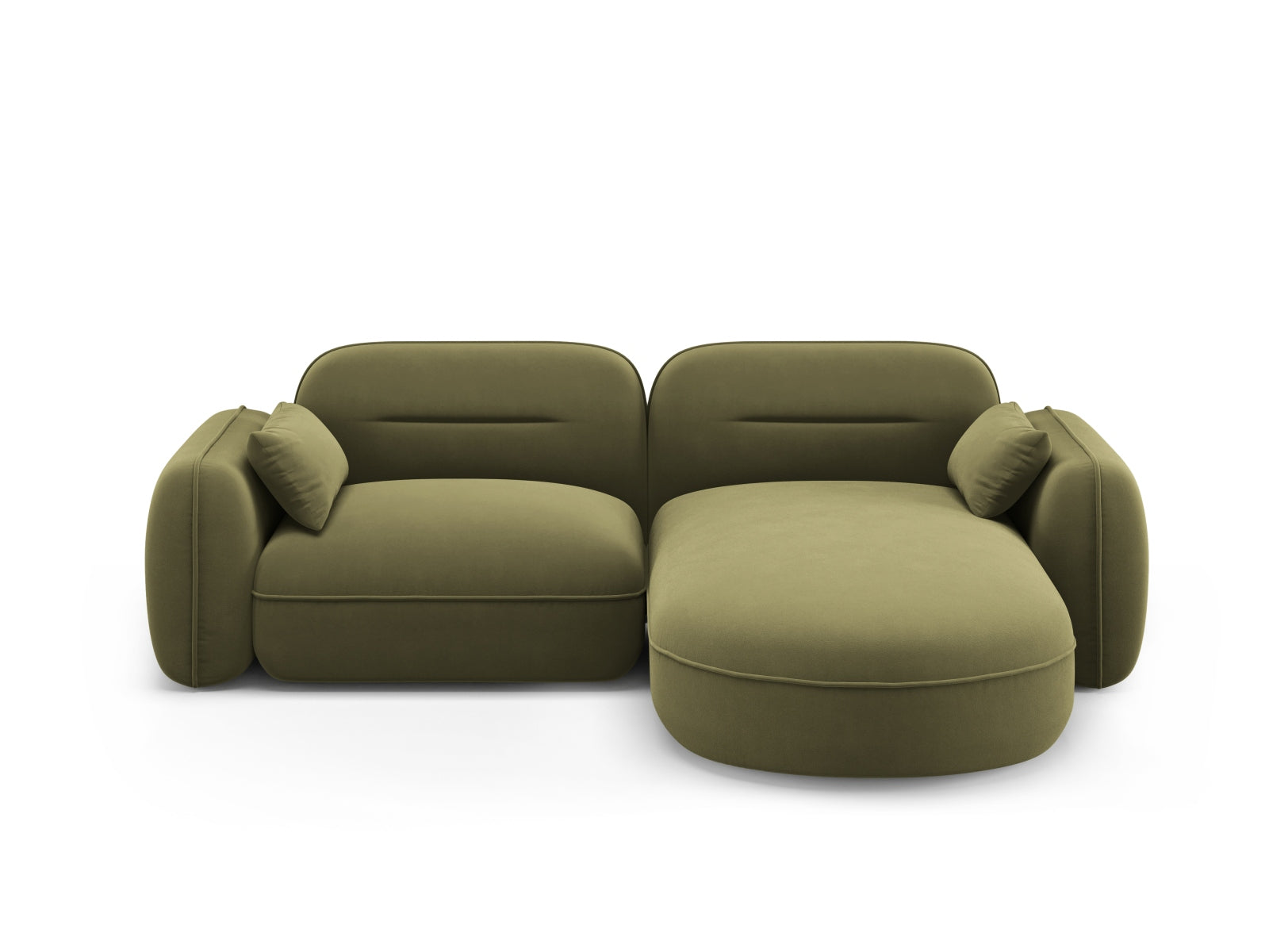 Sydney Velour Modular Ecksofa rechts 3 Sitzer in Light Green präsentiert im Onlineshop von KAQTU Design AG. Ecksofa rechts ist von Cosmopolitan Design