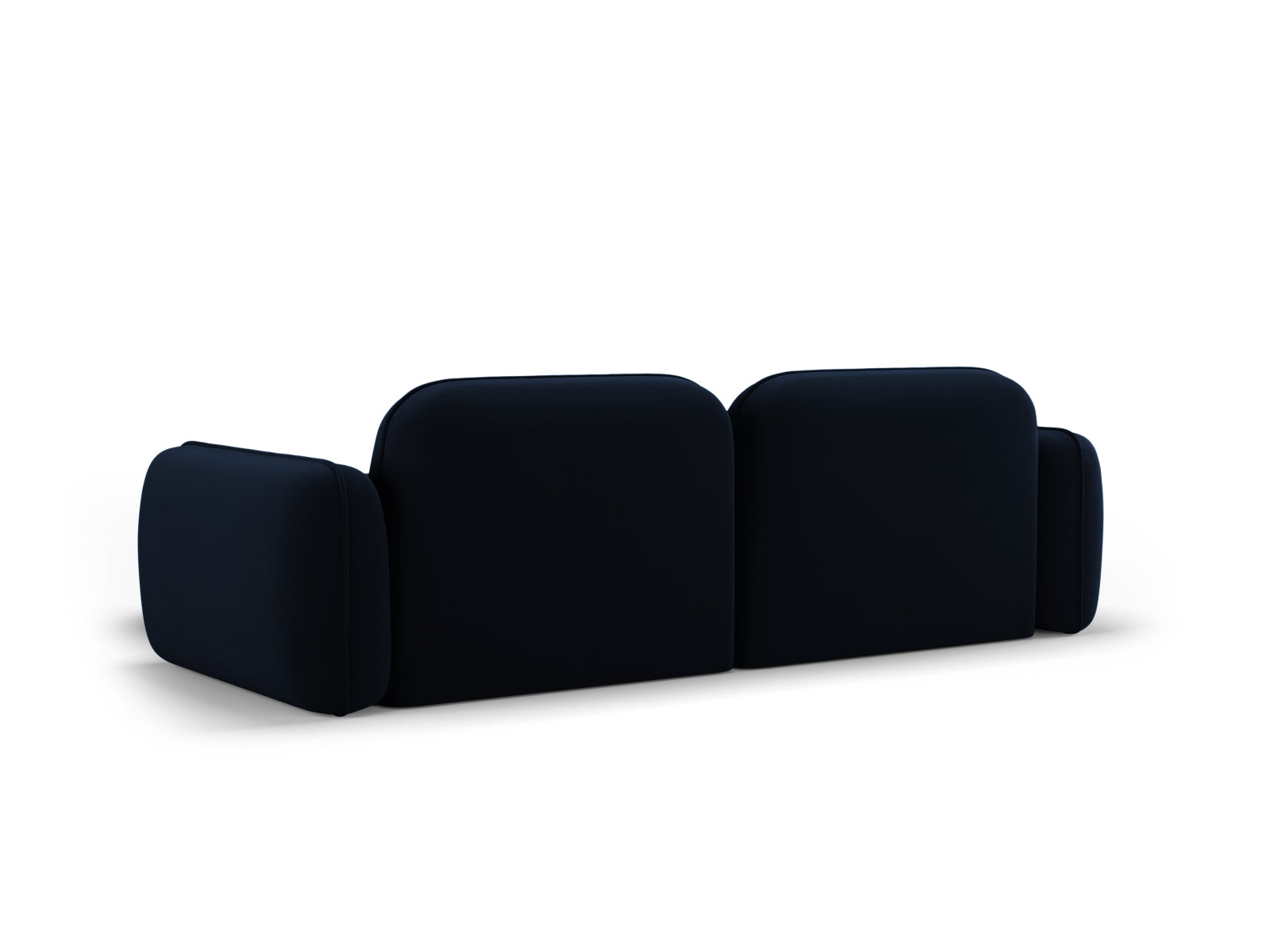 Elegantes, modulares Ecksofa Sydney in royalblauem Velours, rechtsseitig, vereint zeitgenössisches Design mit hohem Sitzkomfort.