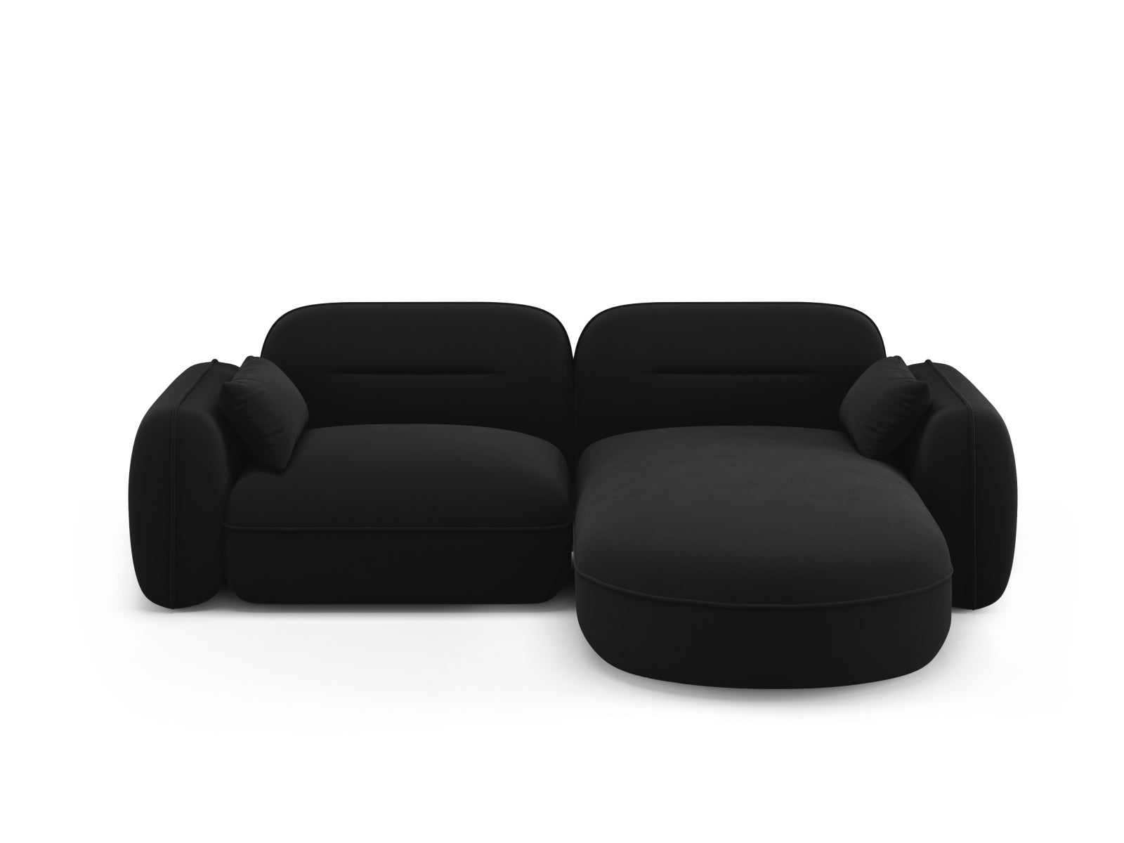 Sydney Velour Modular Ecksofa rechts 3 Sitzer in Black-Casino präsentiert im Onlineshop von KAQTU Design AG. L-Sofa rechts ist von Cosmopolitan Design