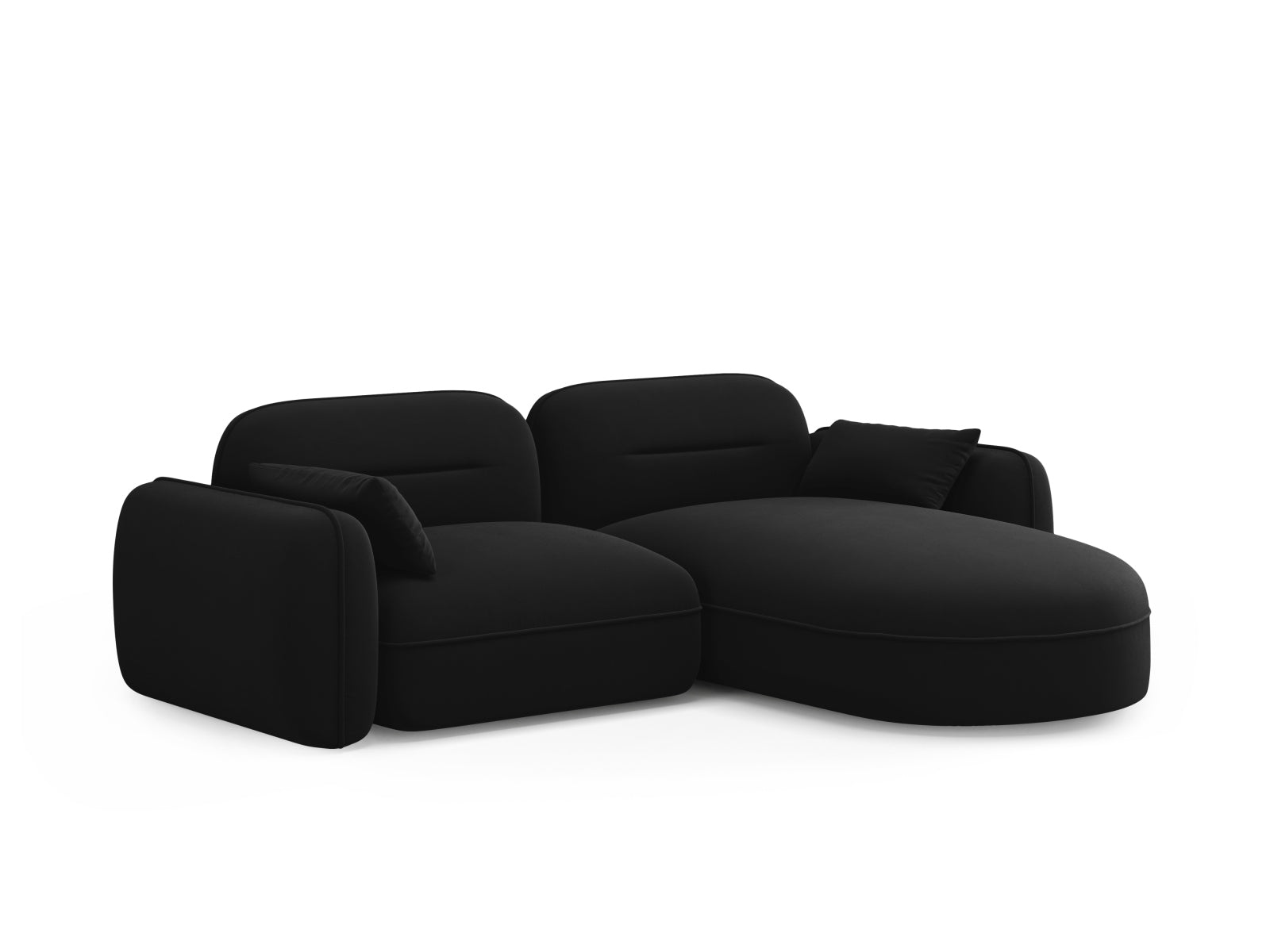 Modulares Ecksofa Sydney in edlem Velours, rechtsseitig, bietet Komfort und Stil für moderne Wohnlandschaften.