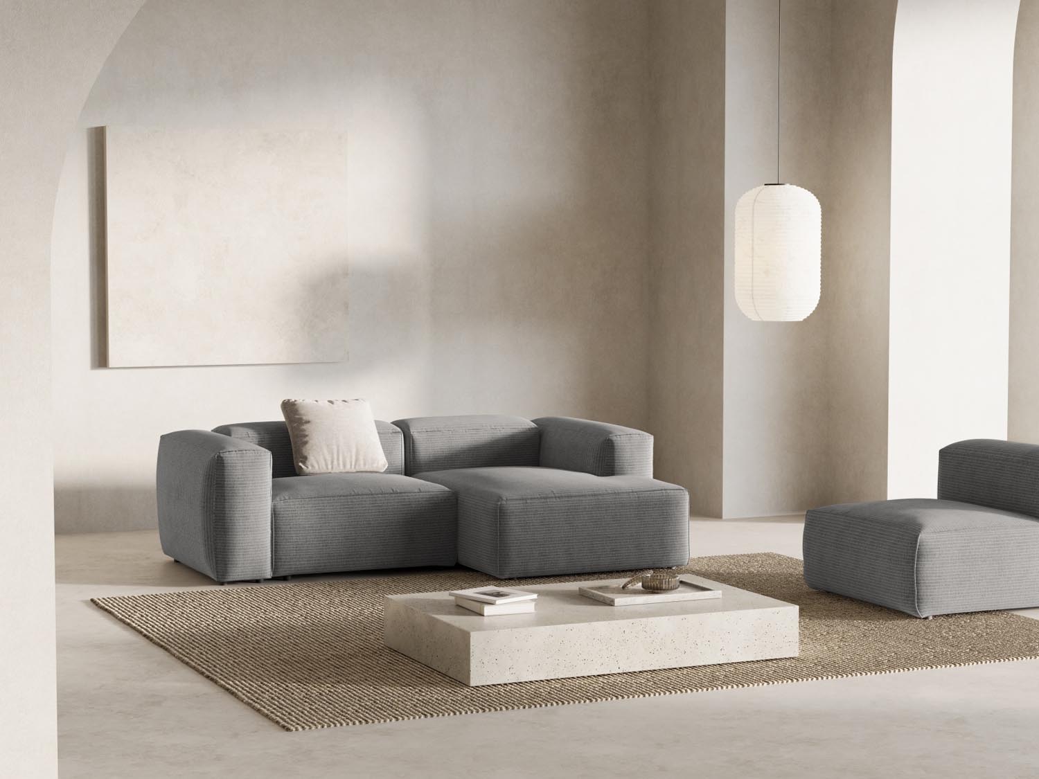 Bergamo Modular Ecksofa rechts 2 Sitzer in Light Grey-Perla präsentiert im Onlineshop von KAQTU Design AG. Ecksofa rechts ist von Cosmopolitan Design