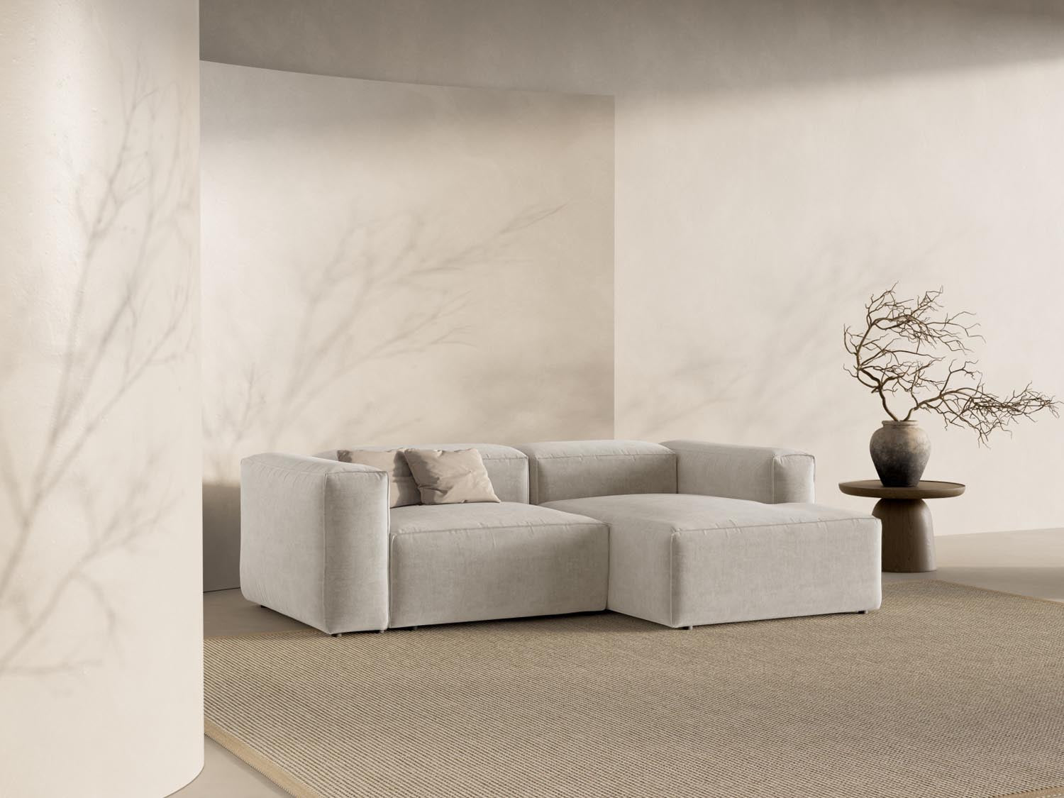 Bergamo Modular Ecksofa rechts 2 Sitzer in Beige-Liberty präsentiert im Onlineshop von KAQTU Design AG. Ecksofa rechts ist von Cosmopolitan Design