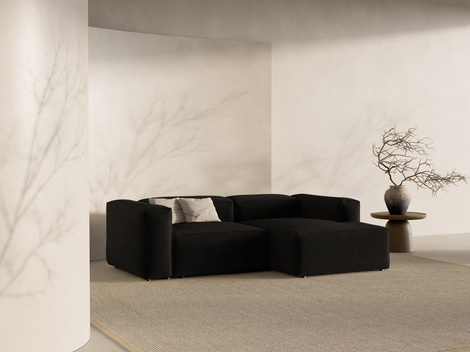 Bergamo Modular Ecksofa rechts 2 Sitzer in Black-Liberty präsentiert im Onlineshop von KAQTU Design AG. Ecksofa rechts ist von Cosmopolitan Design