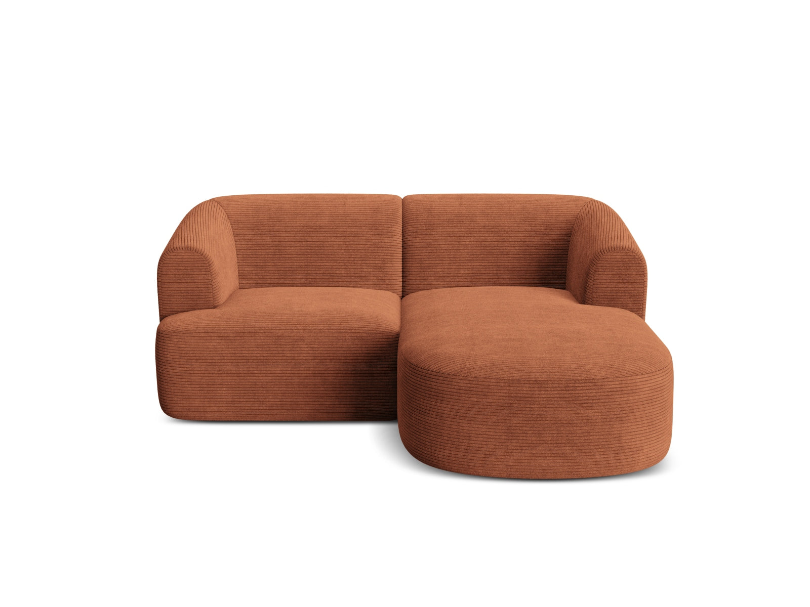 Elegantes 3-Sitzer Ecksofa Campi in warmem Terracotta, ideal für stilvolle Wohnräume und entspannte Stunden von Cosmopolitan Design.