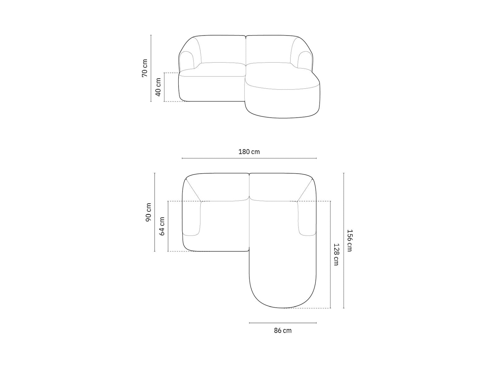 Modernes 3-Sitzer Ecksofa Campi in edlem Schwarz, perfekt für stilvolle Wohnzimmer und gemütliche Entspannungsecken.