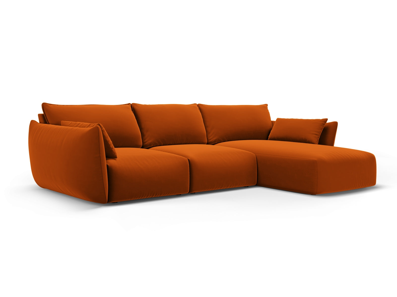 Stylisches 5-Sitzer Ecksofa rechts Matera in ansprechendem Terracotta, perfekt für gemütliche Abende und modernes Wohndesign von Cosmopolitan Design.