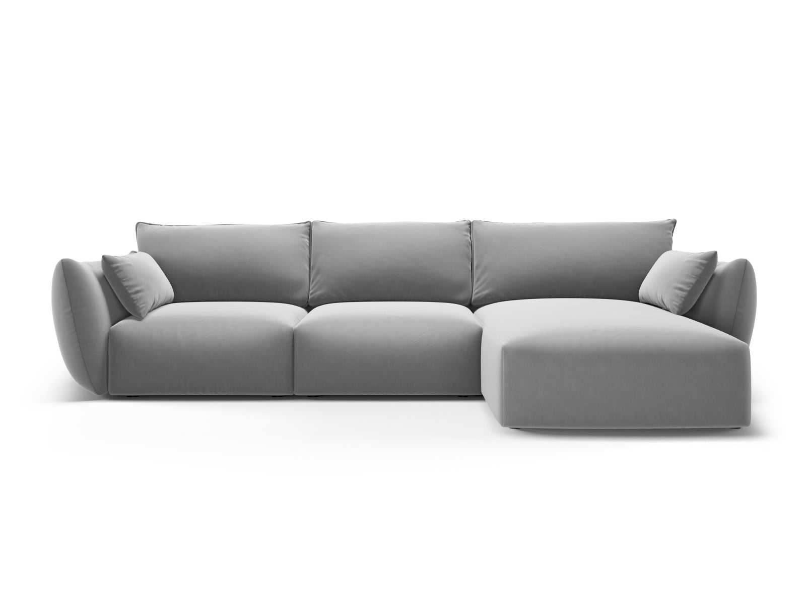 Modernes 5-Sitzer Ecksofa rechts Matera in elegantem Grau, ideal für gemütliche und stilvolle Wohnräume von Cosmopolitan Design.