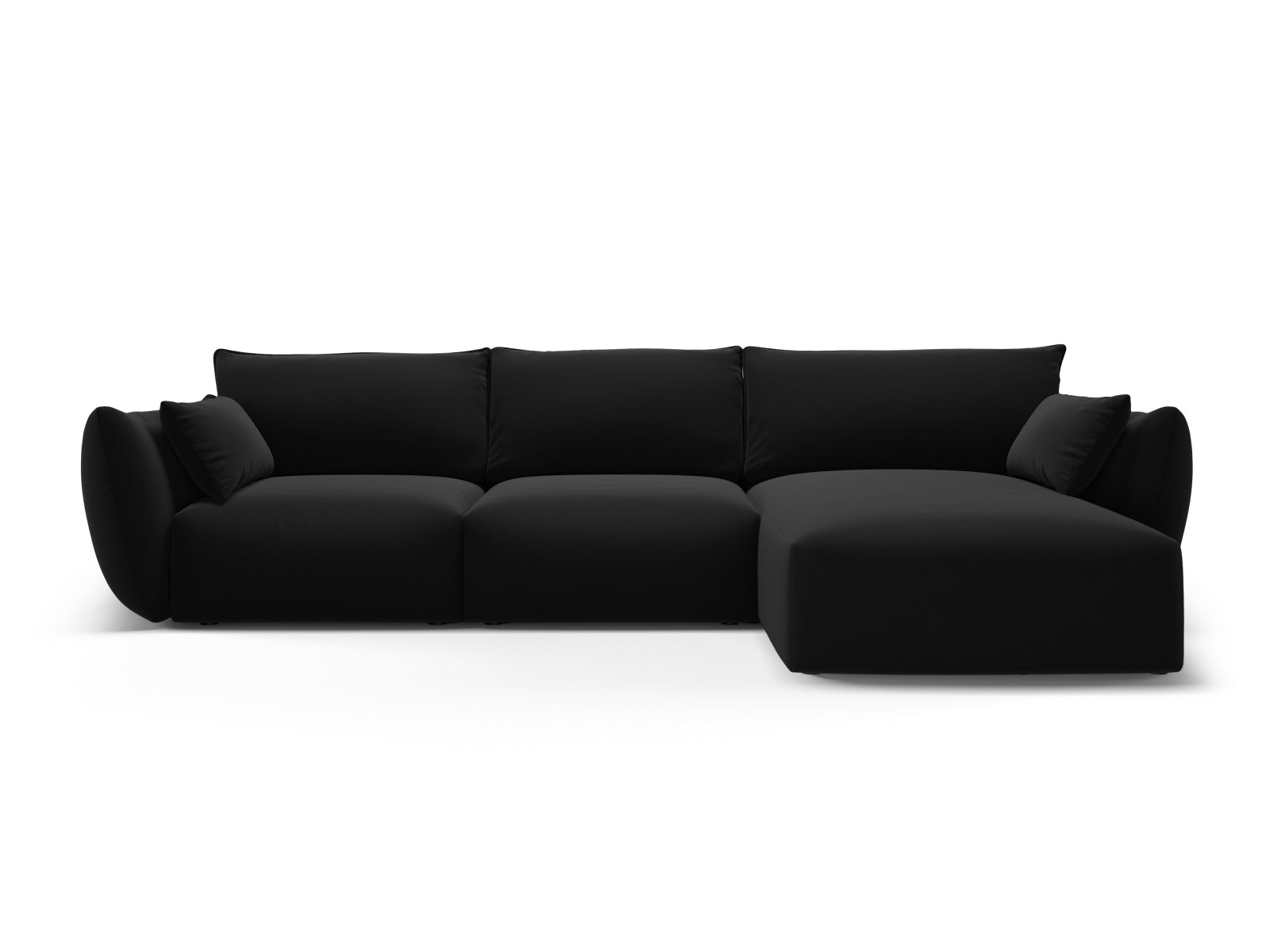 Elegantes 5-Sitzer Ecksofa rechts Matera in zeitlosem Schwarz, ideal für moderne Wohnräume und gemütliche Abende von Cosmopolitan Design.