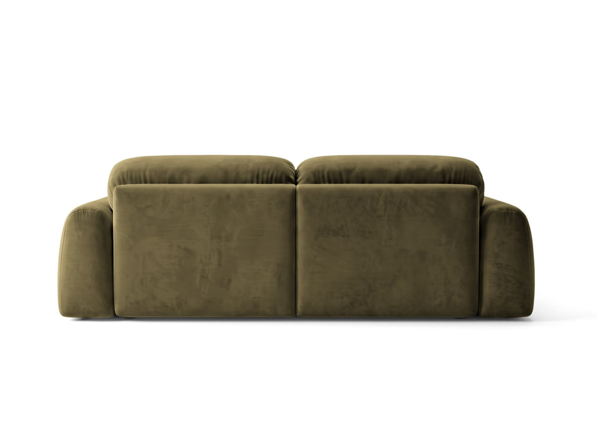 Ecksofa Milan rechts mit Récamiere, Bluvel-Bezug und schwarzen Kunststoffbeinen