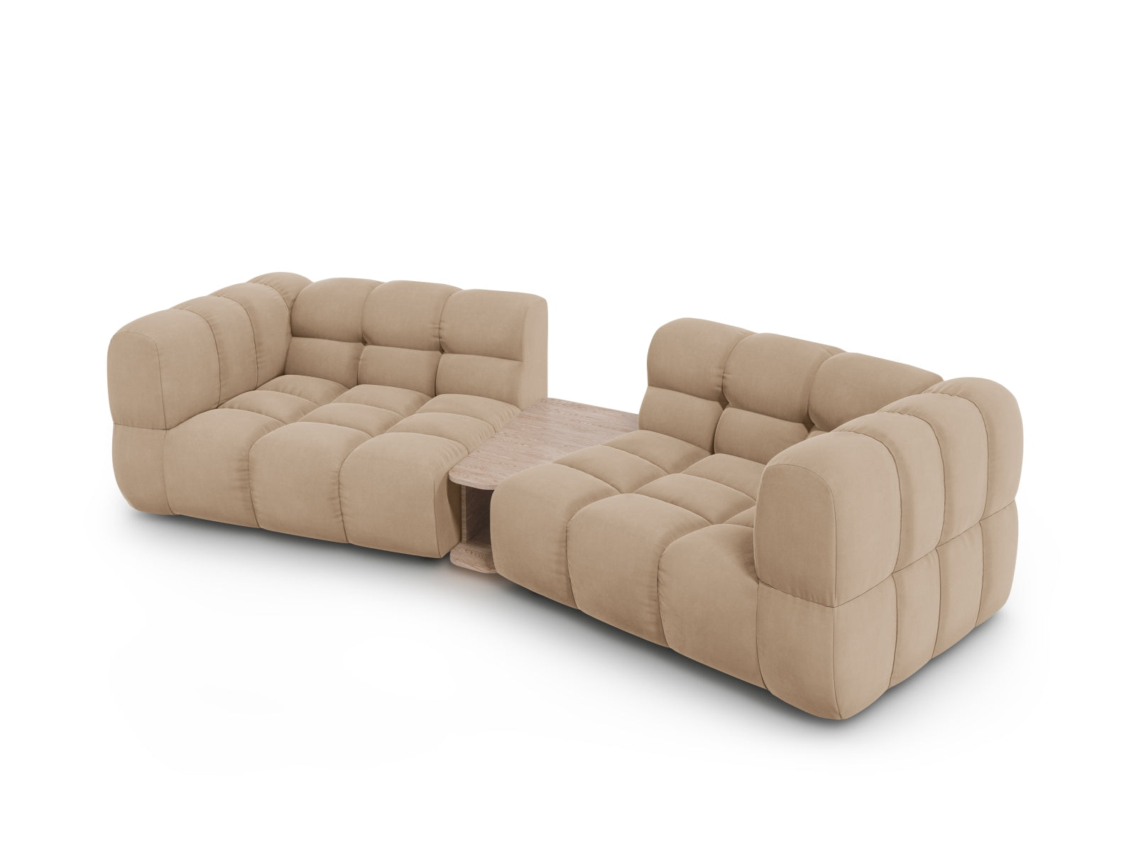 Modulares 2-Sitzer Sofa aus Sky Velour in Sand-Casino, ideal für moderne Wohnkonzepte und vielseitige Raumgestaltung.
