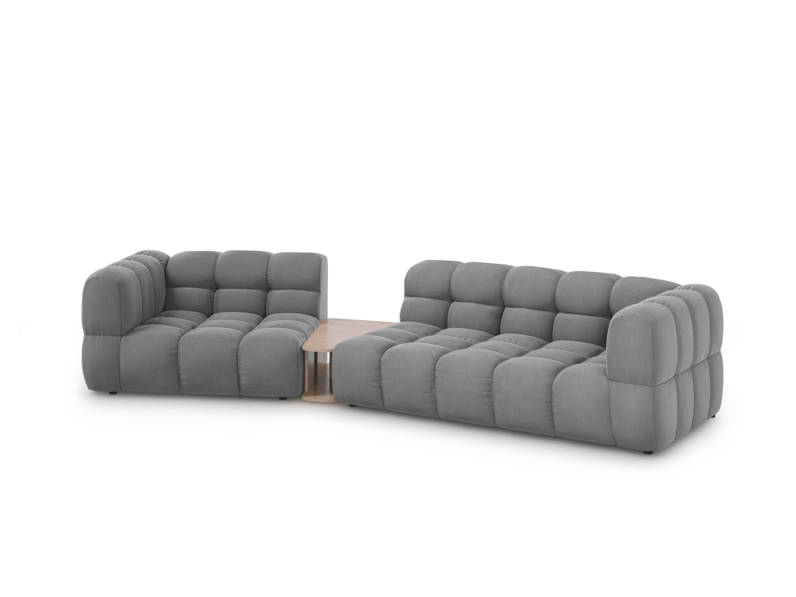 Elegantes Sky Velour Sofa in Hellgrau, 3-Sitzer, linksseitig, modulare Bauweise von Cosmopolitan Design, ideal für stilvolle Wohnräume.