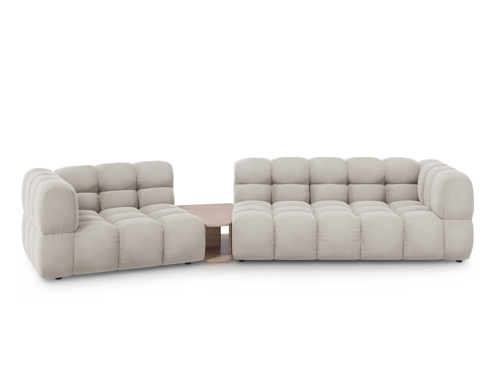 Sky Velour modulares Sofa links 3 Sitzer 148cm in Light Beige präsentiert im Onlineshop von KAQTU Design AG. L-Sofa links ist von Cosmopolitan Design