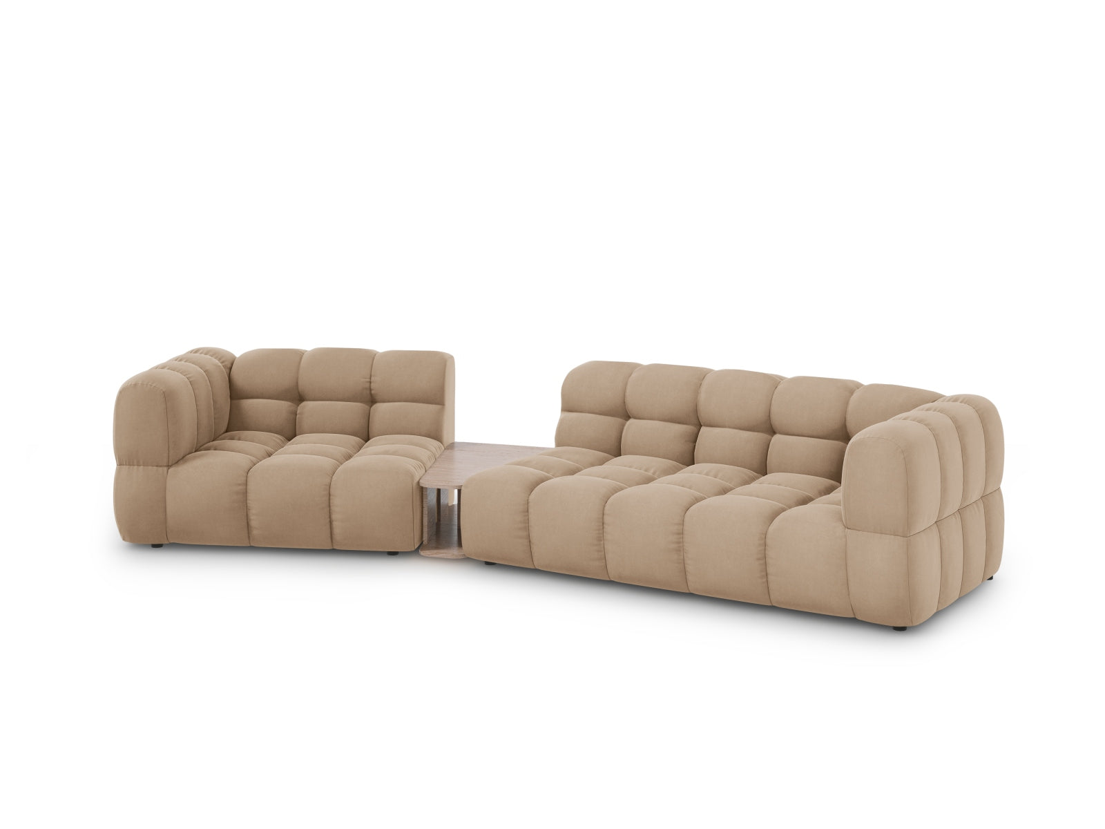 Elegantes Sky Velour Sofa in Sand-Casino, 3-Sitzer, 148cm, modulares Design, ideal für stilvolle Wohnräume, erhältlich bei KAQTU.