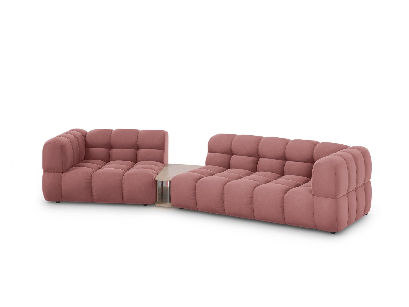 Elegantes Sky Velour Sofa in modulares Design, linksseitig, 3-Sitzer mit 148 cm Breite, ideal für stilvolle Wohnräume.