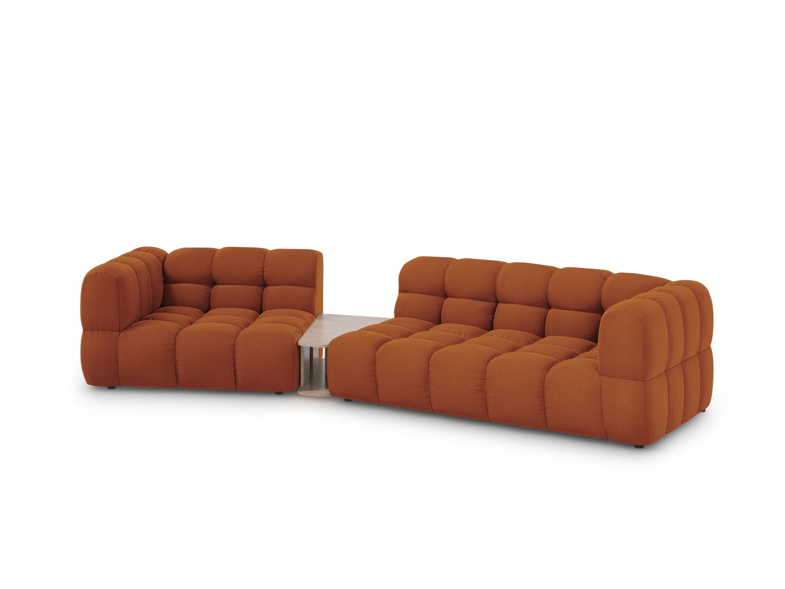 Elegantes Sky Velour Sofa in Terracotta, 3-Sitzer, linksseitig, 148 cm, ideal für stilvolle Wohnräume, von Cosmopolitan Design.