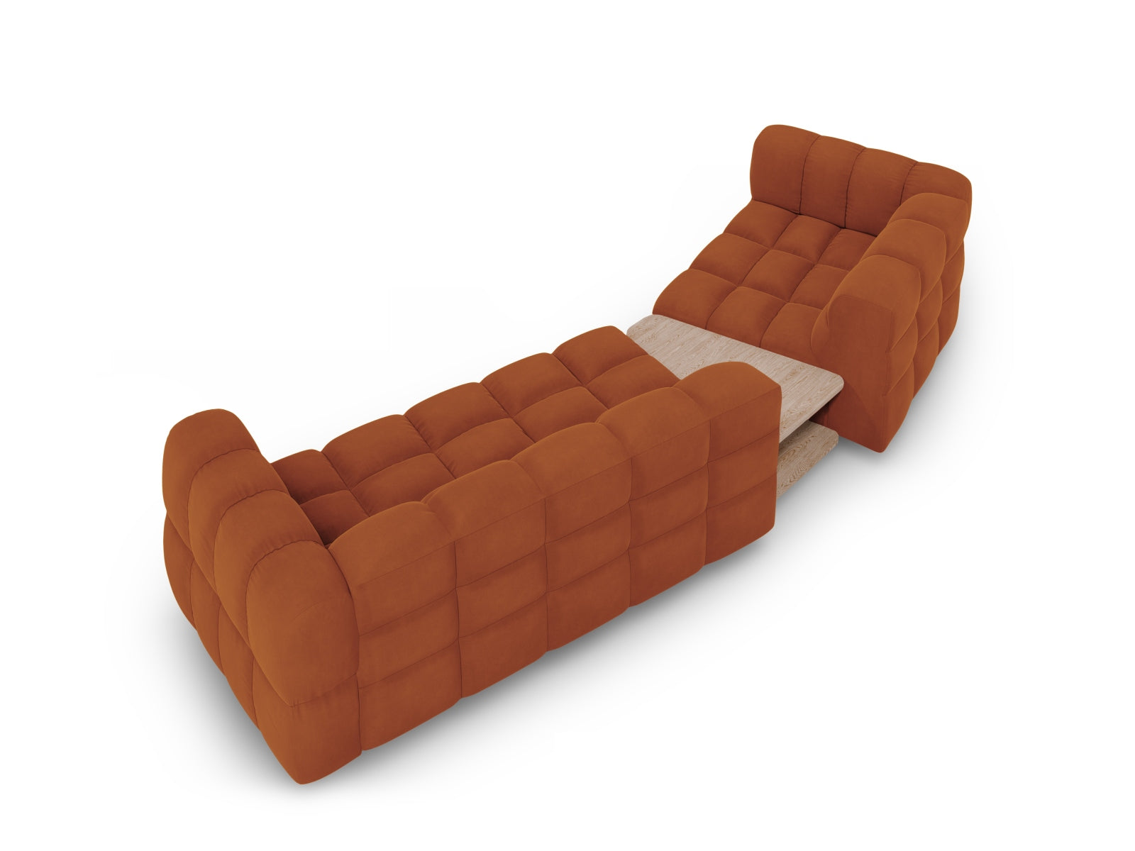 Elegantes 3-Sitzer Sofa in weichem Sky Velour, linksseitig, 148 cm, ideal für stilvolle und einladende Wohnräume von Cosmopolitan Design.