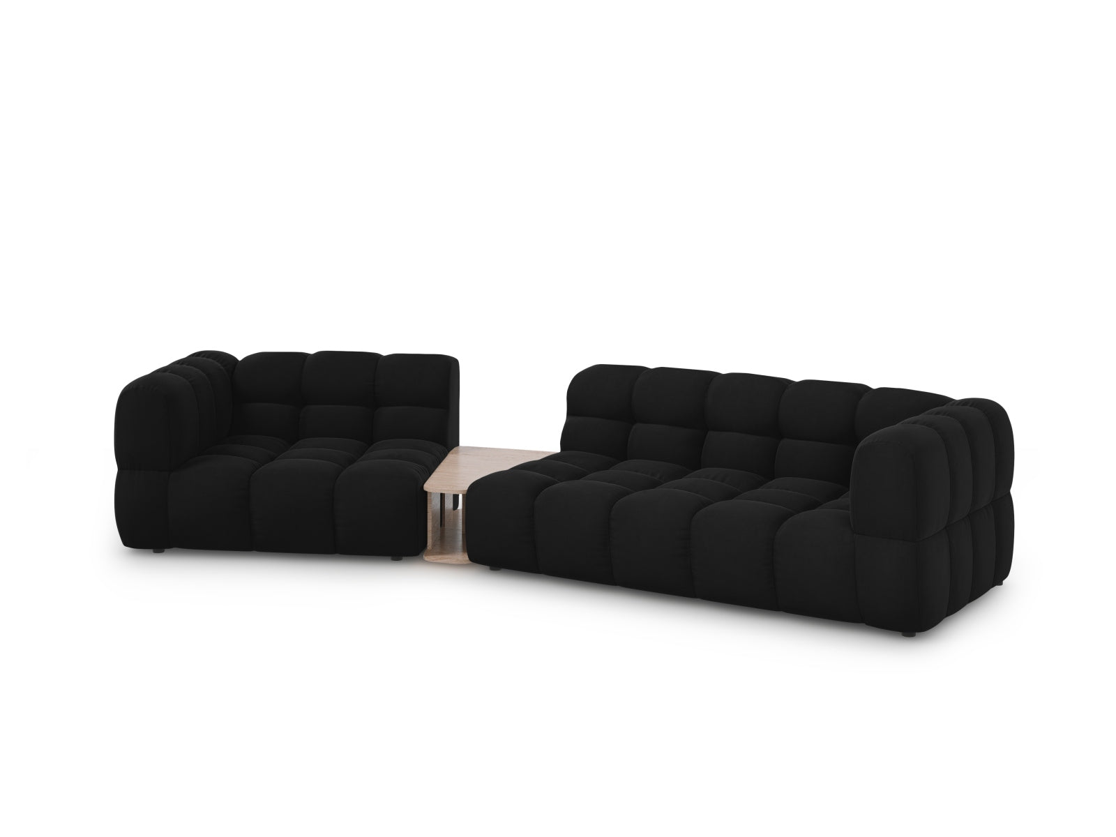 Elegantes Sky Velour Sofa in modulares Design, linksseitig, 3-Sitzer mit 148 cm Breite, ideal für stilvolle Wohnräume.