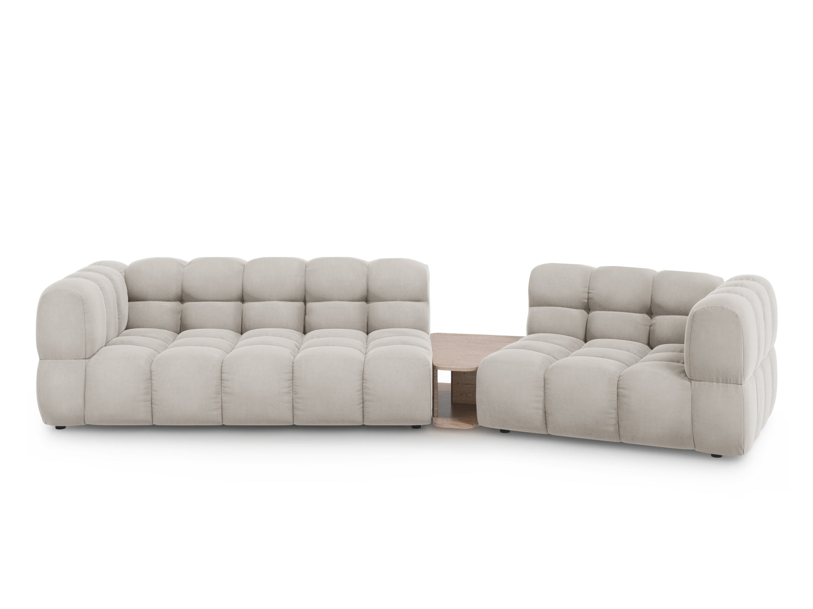Sky Velour modulares Sofa rechts 3 Sitzer 148cm in Light Beige-Casino präsentiert im Onlineshop von KAQTU Design AG. L-Sofa rechts ist von Cosmopolitan Design