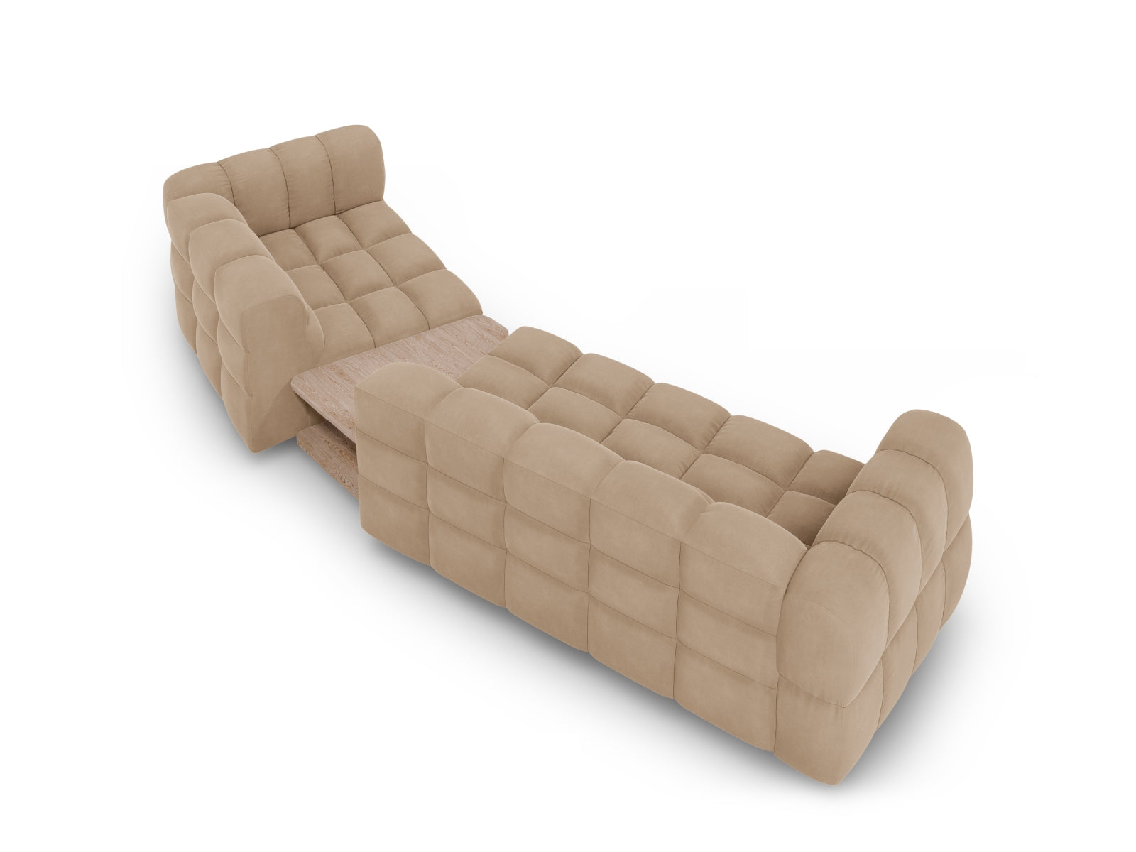 Elegantes modulares Sofa in Sky Velour, rechte Variante, 148 cm, perfekt für stilvolle und moderne Wohnräume von Cosmopolitan Design.