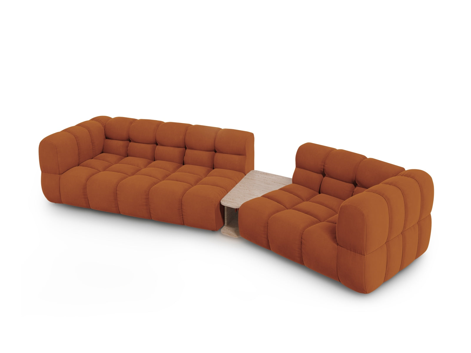 Modulares 3-Sitzer Sofa in Sky Velour, rechte Ausführung, 148cm, perfekt für moderne Wohnkonzepte, stilvoll und komfortabel.