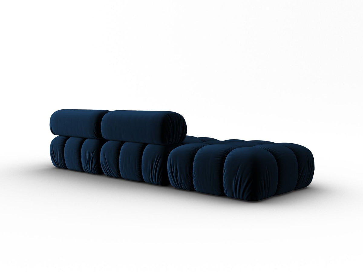 Cortina Samt-Modulsofa links 4-Sitzer 94cm von Cosmopolitan Design in Pink-Bluvel mit Massivholzrahmen und schwarzen Kunststoffbeinen.