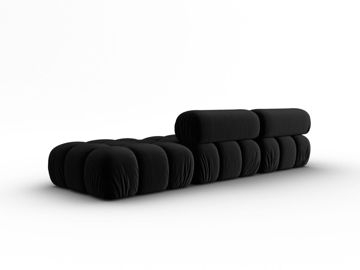 Cortina Samt-Modulsofa links 4-Sitzer 94cm von Cosmopolitan Design in Pink-Bluvel mit Massivholzrahmen und schwarzen Kunststoffbeinen.