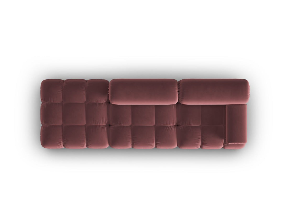 Cortina Samt-Modulsofa links 4-Sitzer 94cm von Cosmopolitan Design in Pink-Bluvel mit Massivholzrahmen und schwarzen Kunststoffbeinen.