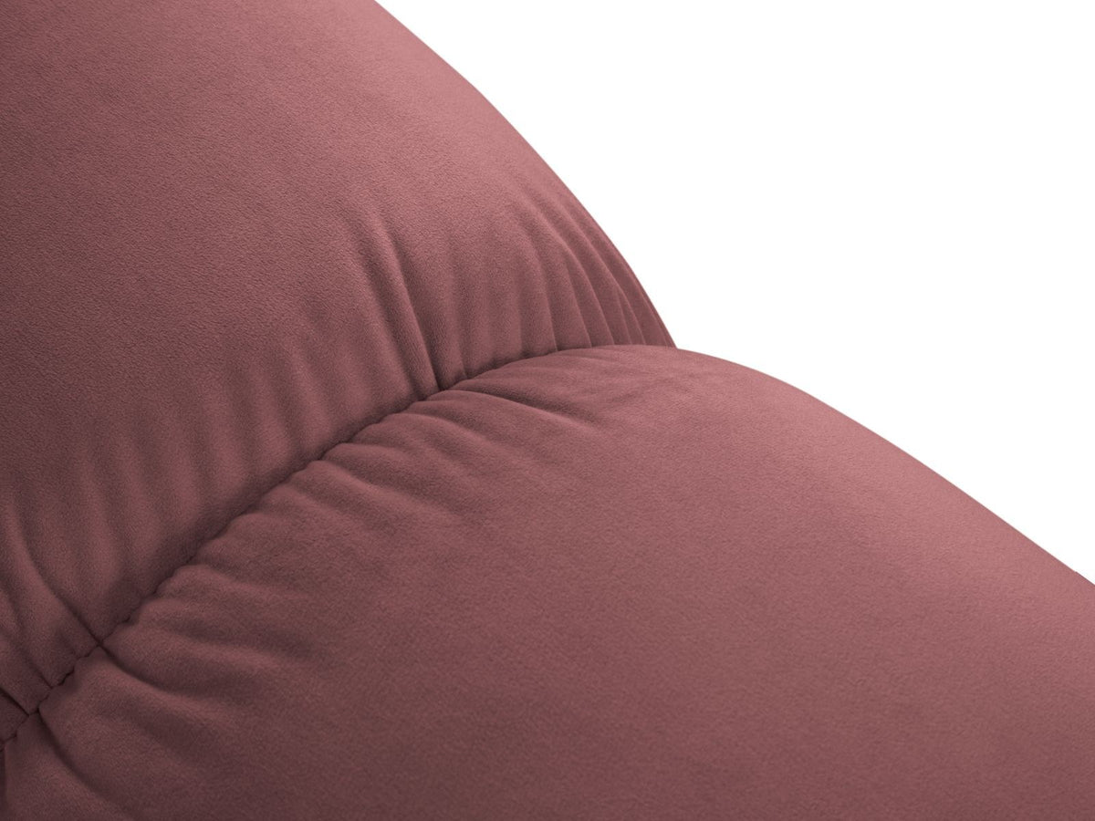 Cortina Samt-Modulsofa links 4-Sitzer 94cm von Cosmopolitan Design in Pink-Bluvel mit Massivholzrahmen und schwarzen Kunststoffbeinen.