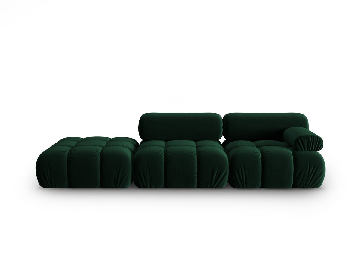 Cortina Samt-Modulsofa links 4-Sitzer 94cm von Cosmopolitan Design in Pink-Bluvel mit Massivholzrahmen und schwarzen Kunststoffbeinen.