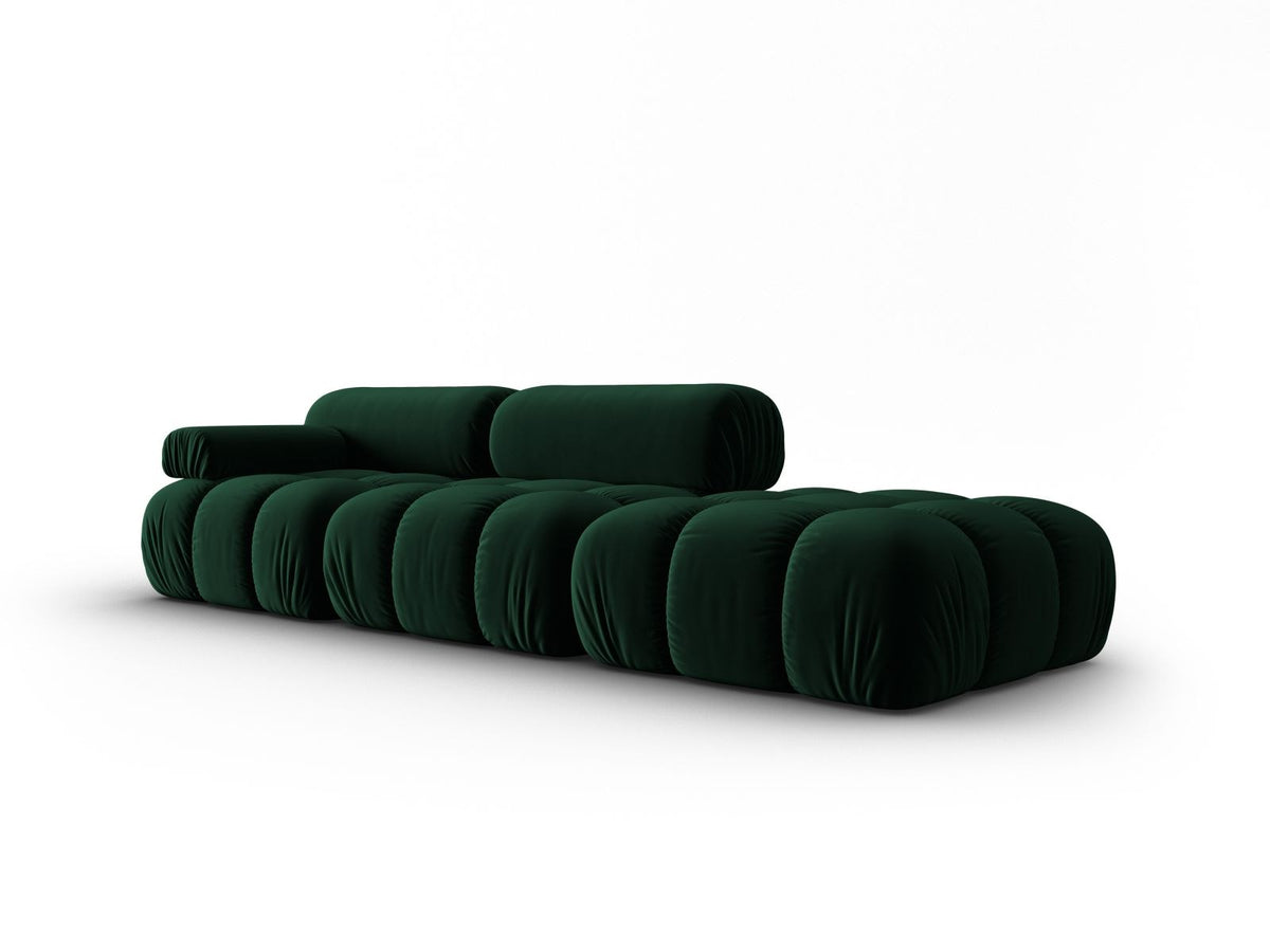 Cortina Samt-Modulsofa links 4-Sitzer 94cm von Cosmopolitan Design in Pink-Bluvel mit Massivholzrahmen und schwarzen Kunststoffbeinen.