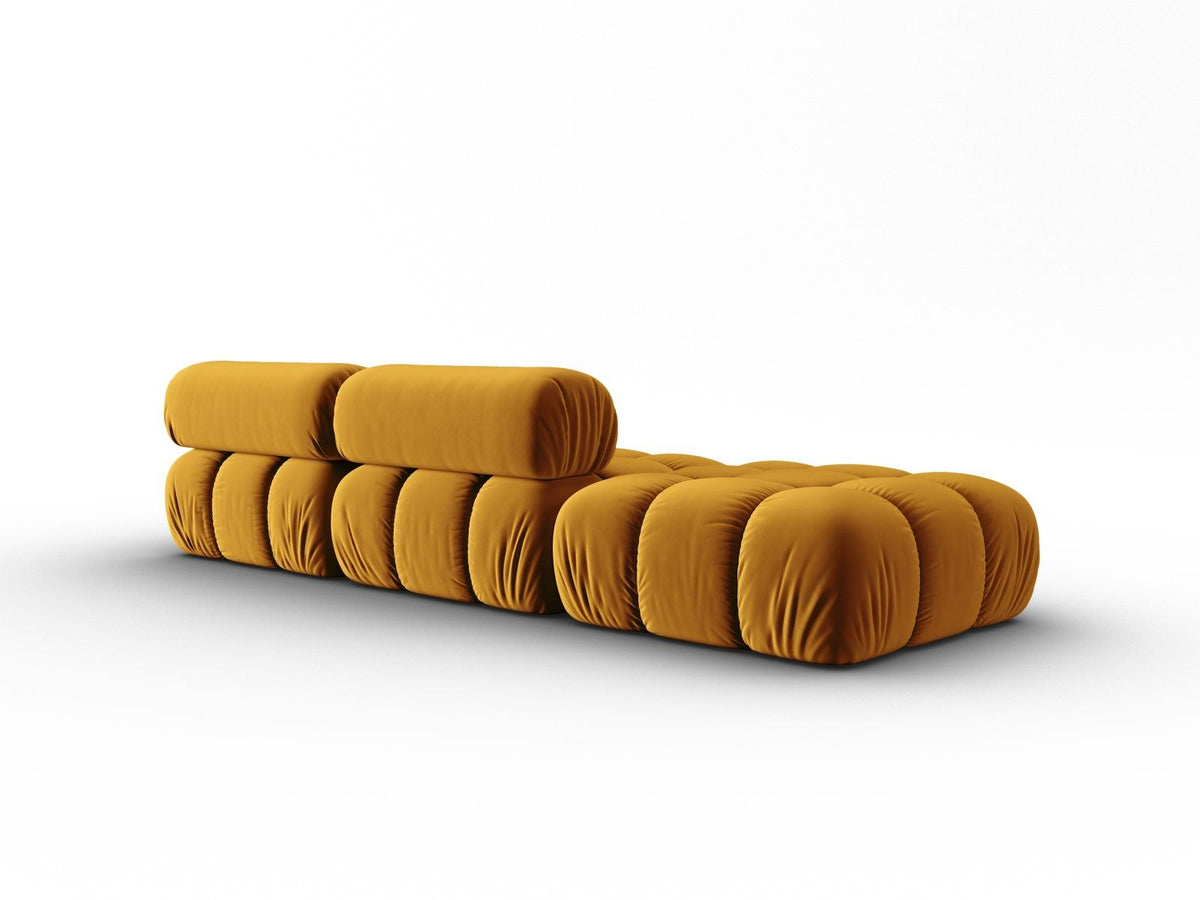 Cortina Samt-Modulsofa links 4-Sitzer 94cm von Cosmopolitan Design in Pink-Bluvel mit Massivholzrahmen und schwarzen Kunststoffbeinen.