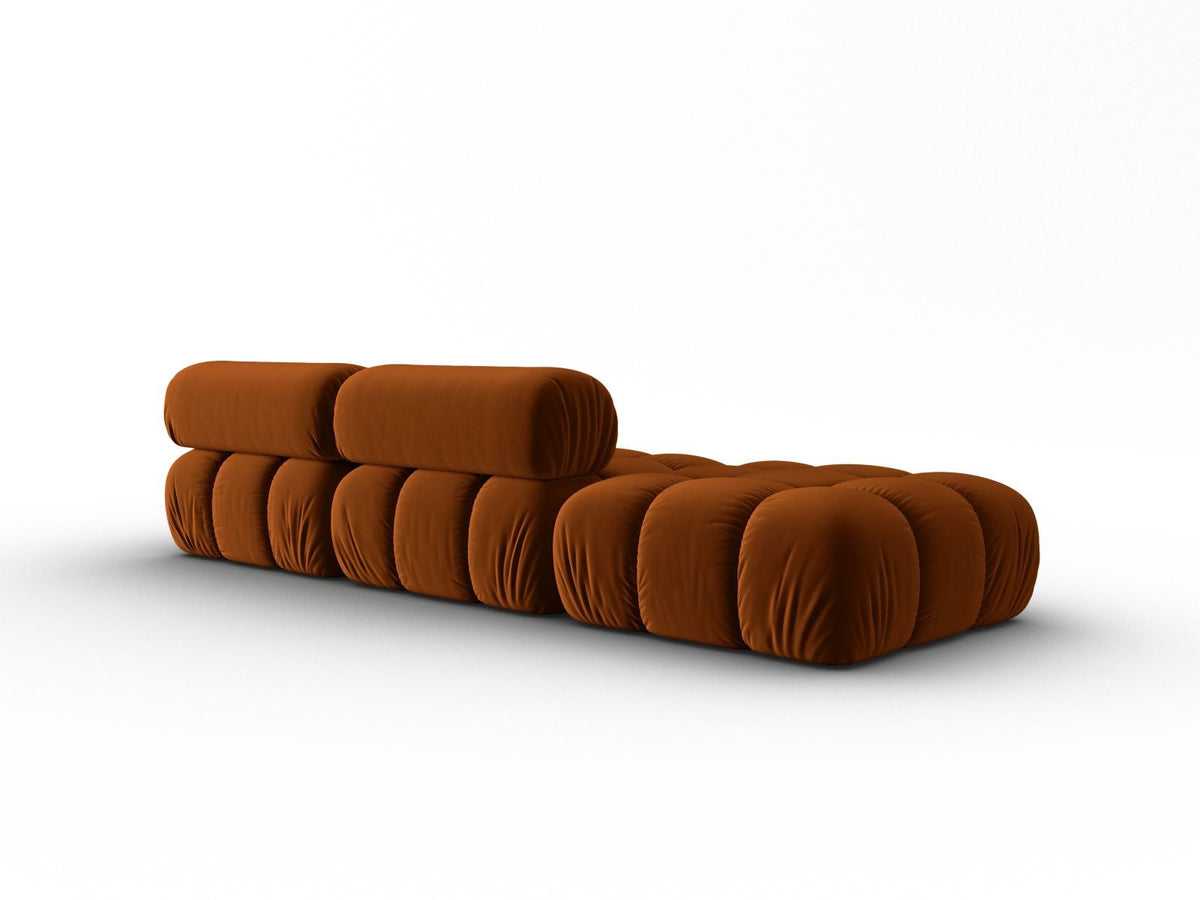 Cortina Samt-Modulsofa links 4-Sitzer 94cm von Cosmopolitan Design in Pink-Bluvel mit Massivholzrahmen und schwarzen Kunststoffbeinen.